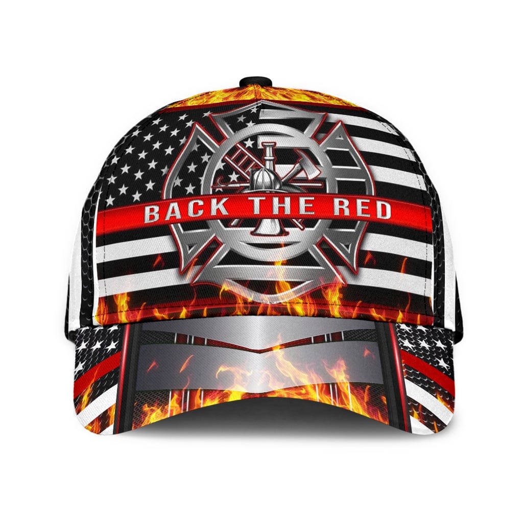 Blue Line Firefighter Pride Back The Red Baseball Cap  Trucker Hats Custom Hats Gifts For Men & Women
