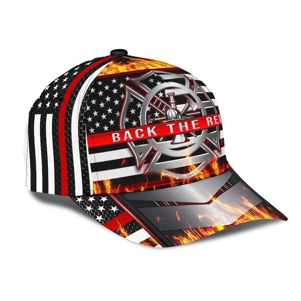 Blue Line Firefighter Pride Back The Red Baseball Cap  Trucker Hats Custom Hats Gifts For Men & Women