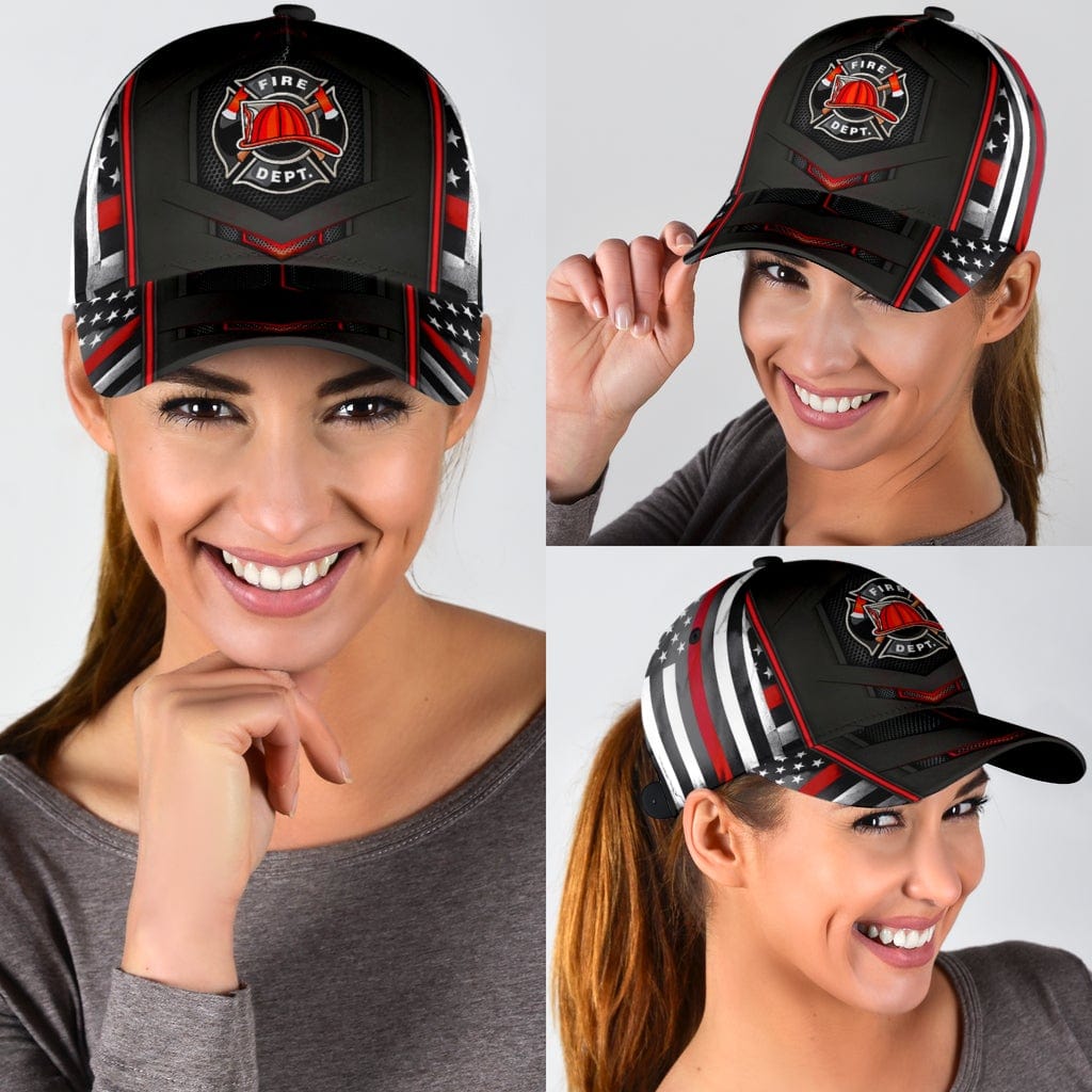 Blue Line Firefighter Pride Fire Dept Badge Red Line Baseball Cap  Trucker Hats Custom Hats Gifts For Men & Women