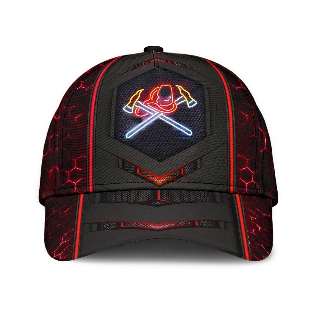 Blue Line Firefighter Pride Neon Red Line Baseball Cap  Trucker Hats Custom Hats Gifts For Men & Women