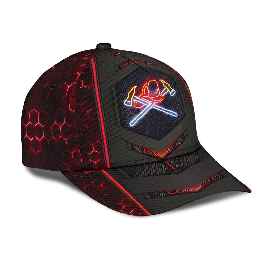 Blue Line Firefighter Pride Neon Red Line Baseball Cap  Trucker Hats Custom Hats Gifts For Men & Women