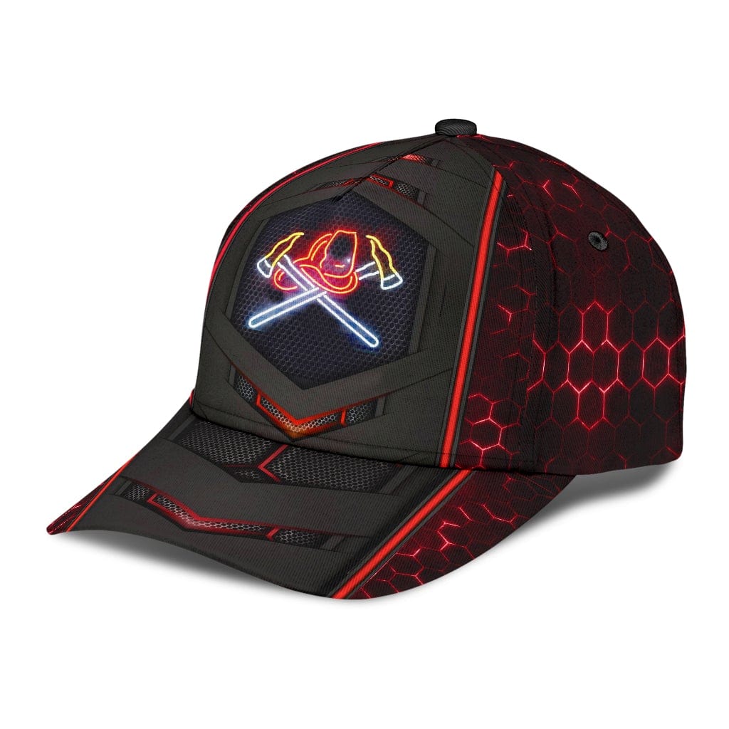 Blue Line Firefighter Pride Neon Red Line Baseball Cap  Trucker Hats Custom Hats Gifts For Men & Women
