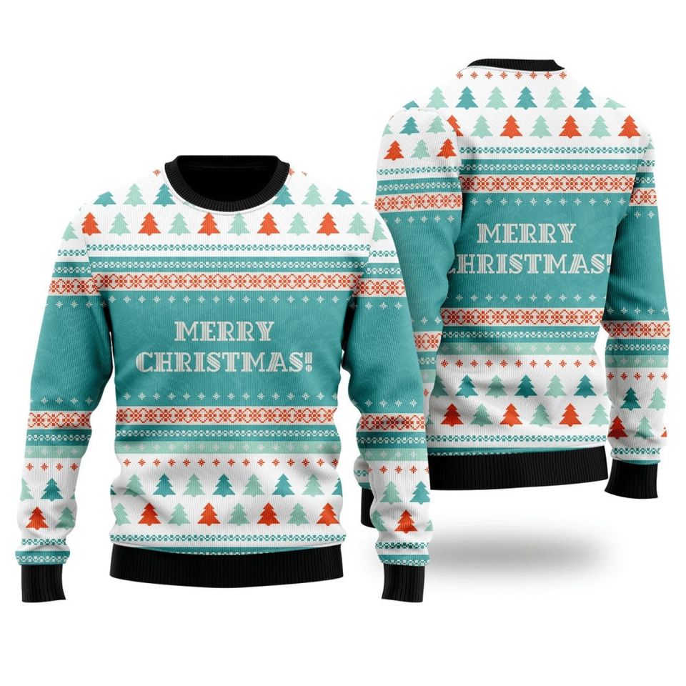 Blue Merry Christmas Scandinavian Ugly Sweater, Christmas 2023