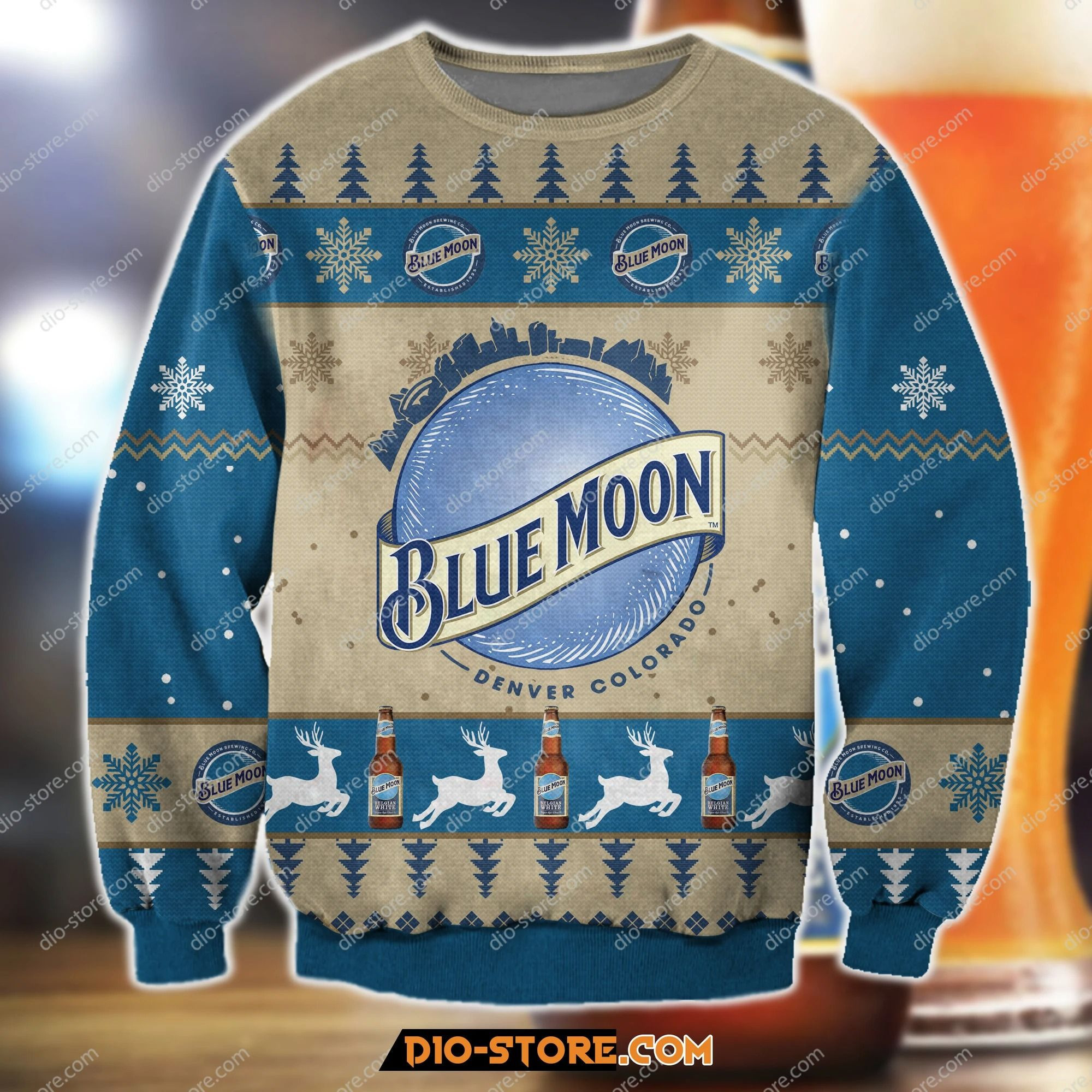 Blue Moon Knitting Pattern 3D Print Ugly Christmas Sweater Adult 3D Funny Matching for family