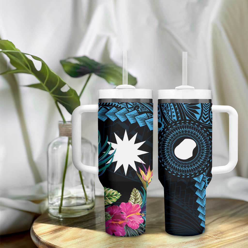 Blue Nauru Naoero Map With Polynesian Tropical Flowers Custom Stanley Cup 40 oz 30 oz Tumbler With HandleTVC2301363 - Image 9