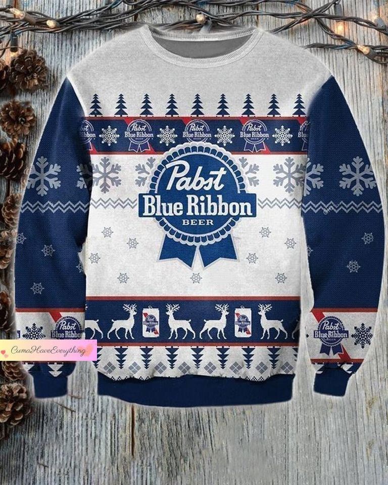 Blue Ribbon Sweater, Blue Ribbon Ugly Sweater, Beer Christmas Sweater