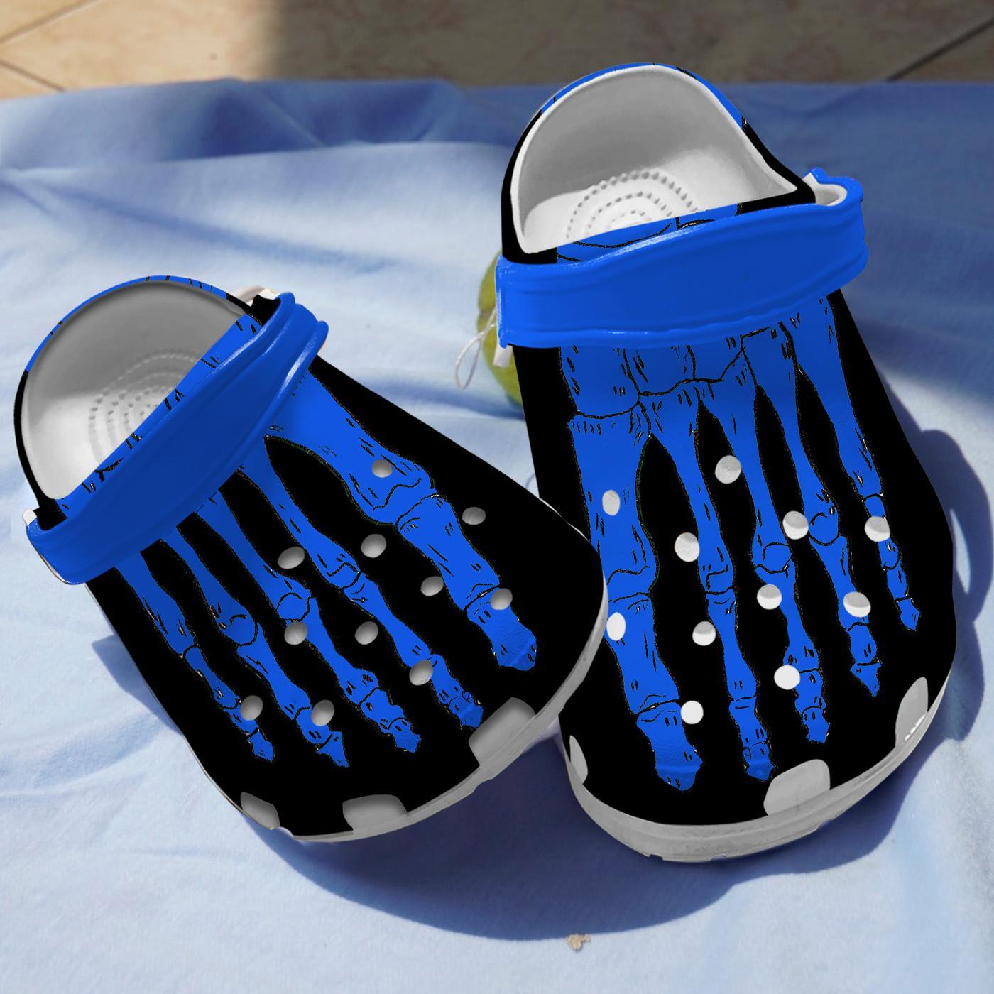 Blue Skeleton Crocs Crocband Clogs Shoes Comfortable For Men Women and Kids