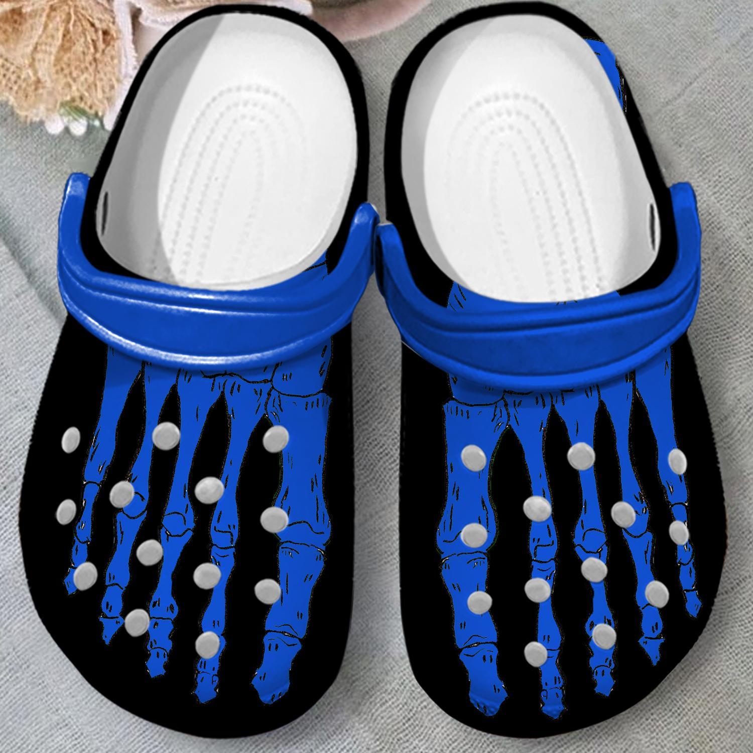 Blue Skeleton Crocs Crocband Clogs Shoes Comfortable For Men Women and Kids - Image 3