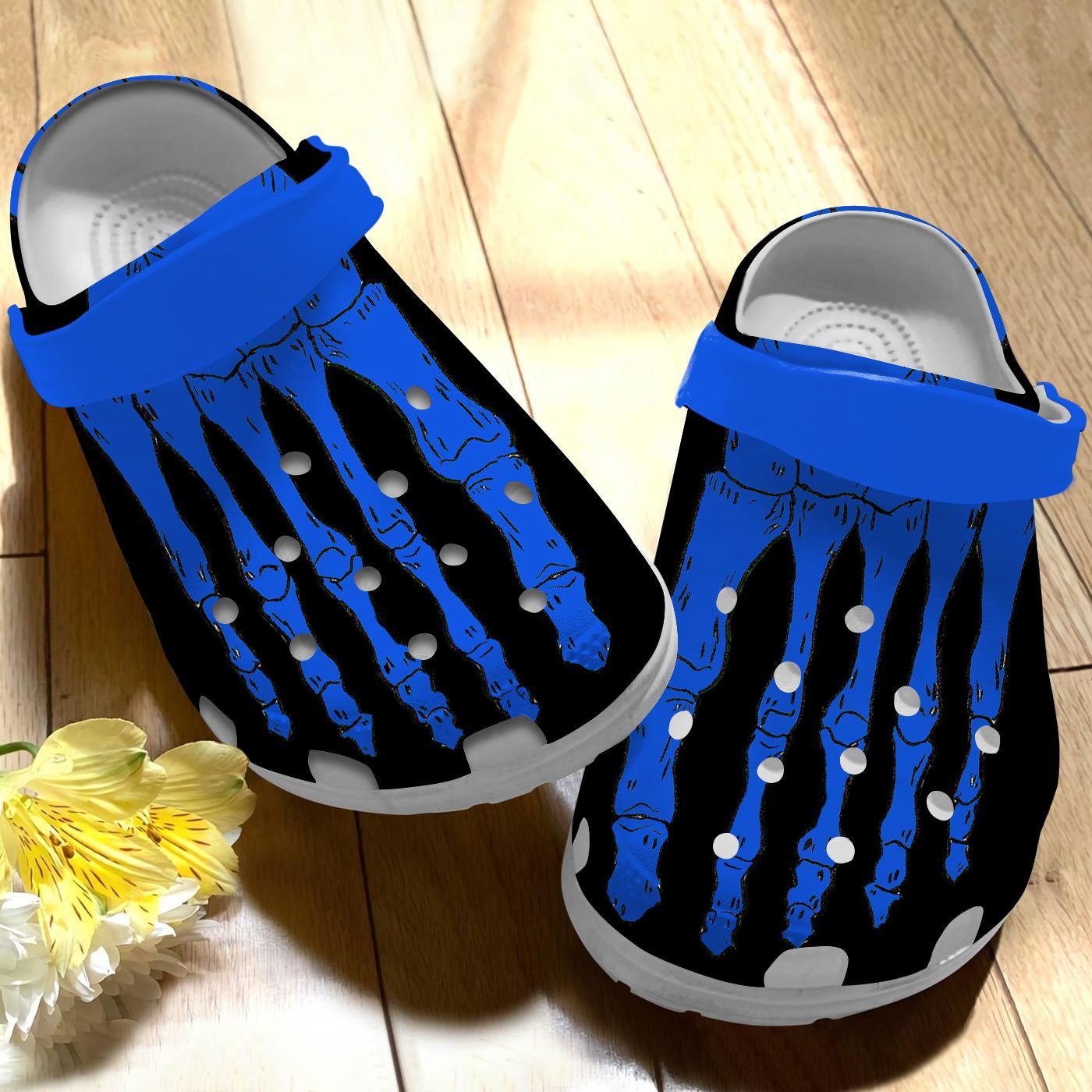 Blue Skeleton Crocs Crocband Clogs Shoes Comfortable For Men Women and Kids - Image 4