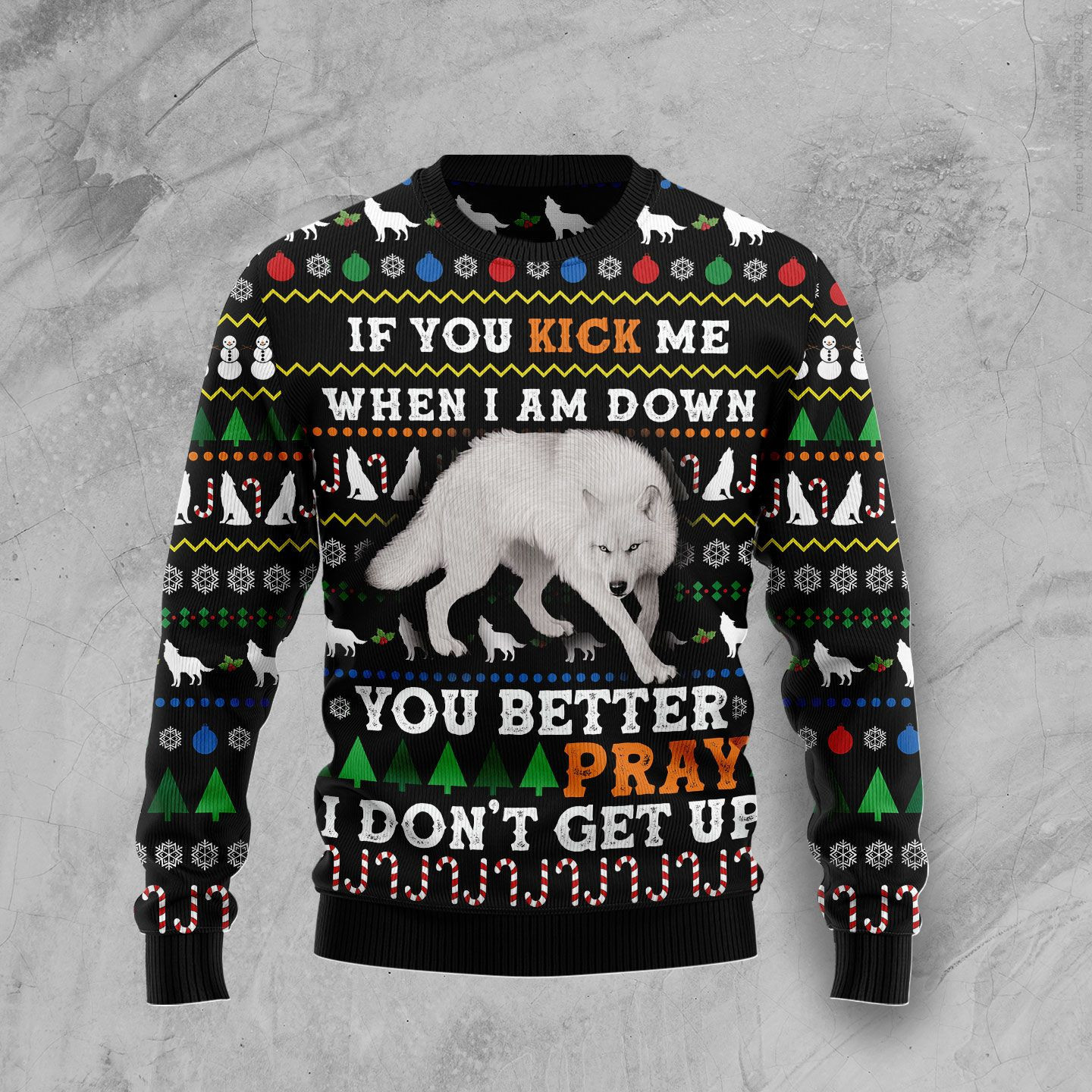 Blue Snow Awesome Wolf Ugly Christmas Sweater Adult 3D Funny Matching for family
