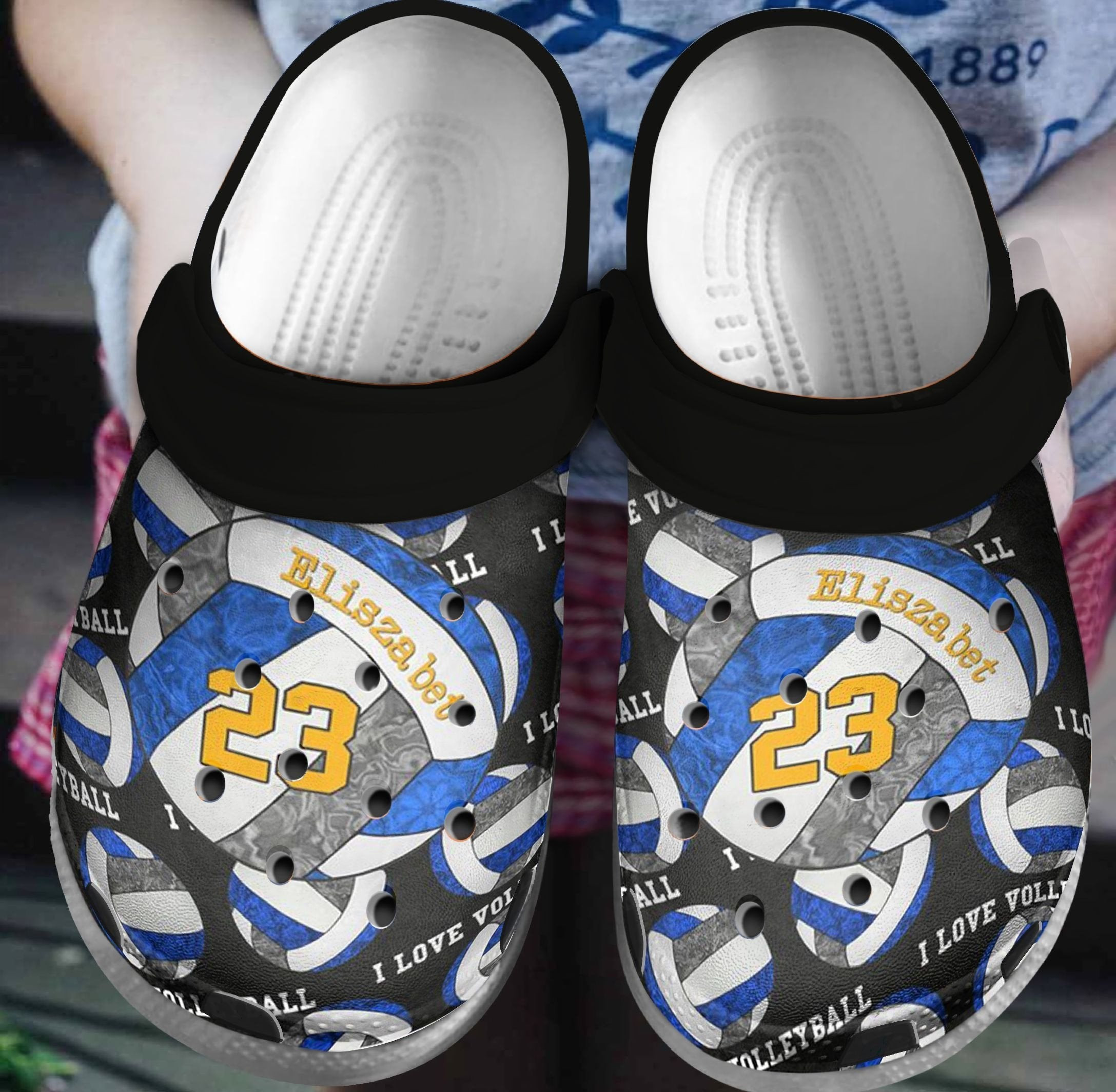 Blue Sport Shoes - I Love Volleyball Clog Gift For Men Women