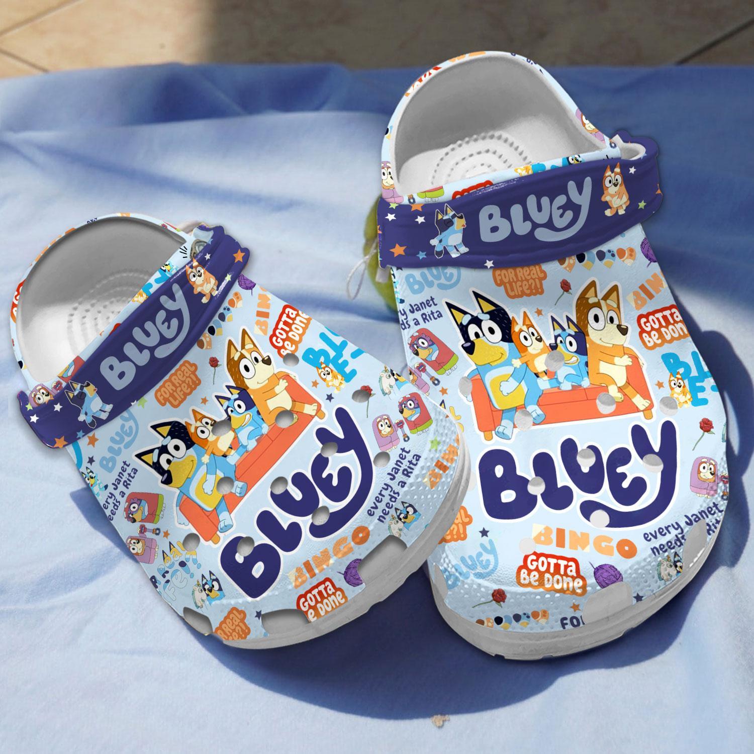 Bluey Cartoon Crocs Crocband Clogs Shoes Comfortable For Men Women and Kids