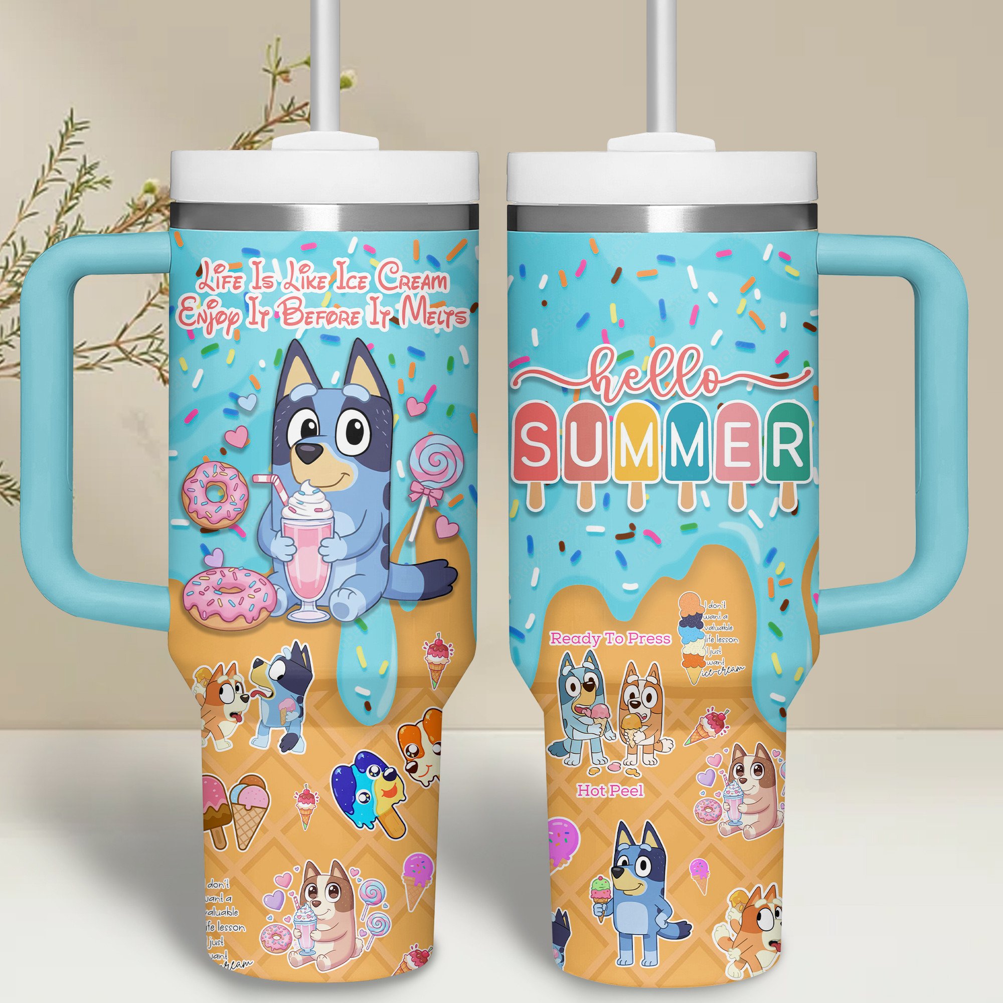 Bluey Cartoon Custom Stanley Cup 40 oz 30 oz Tumbler With HandleTVC2301178 - Image 2