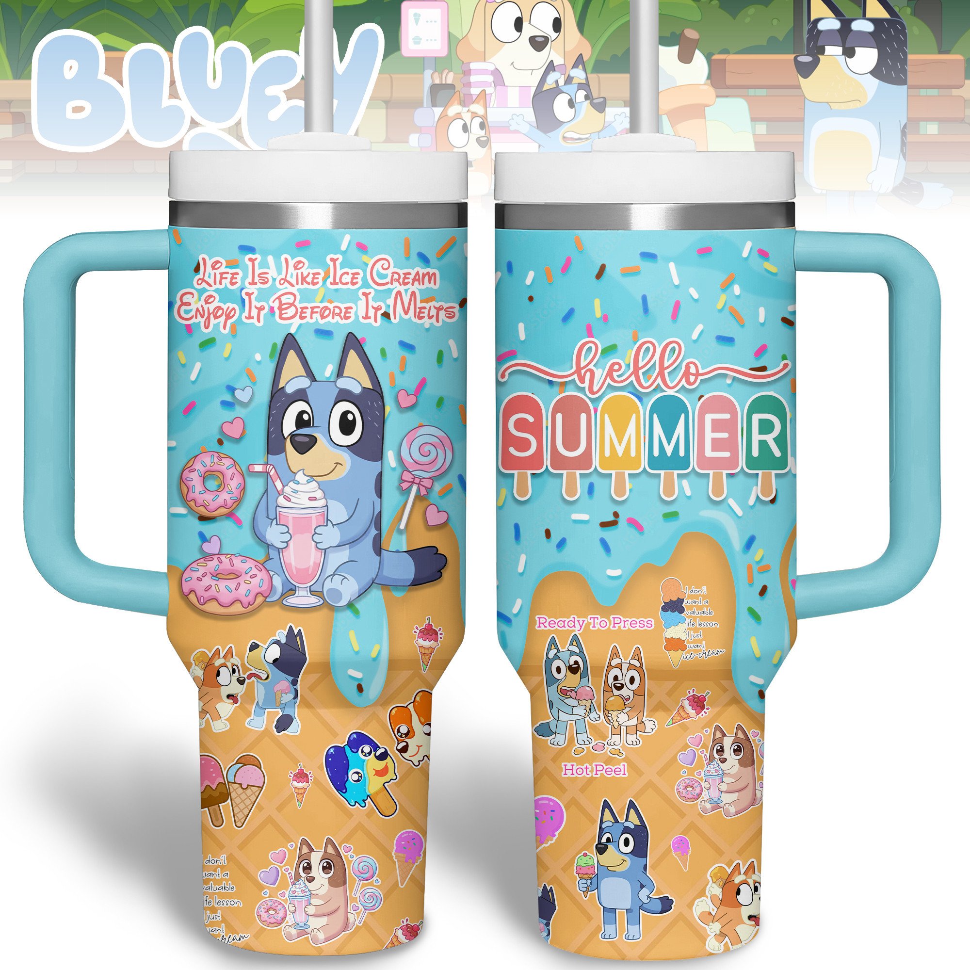 Bluey Cartoon Custom Stanley Cup 40 oz 30 oz Tumbler With HandleTVC2301178