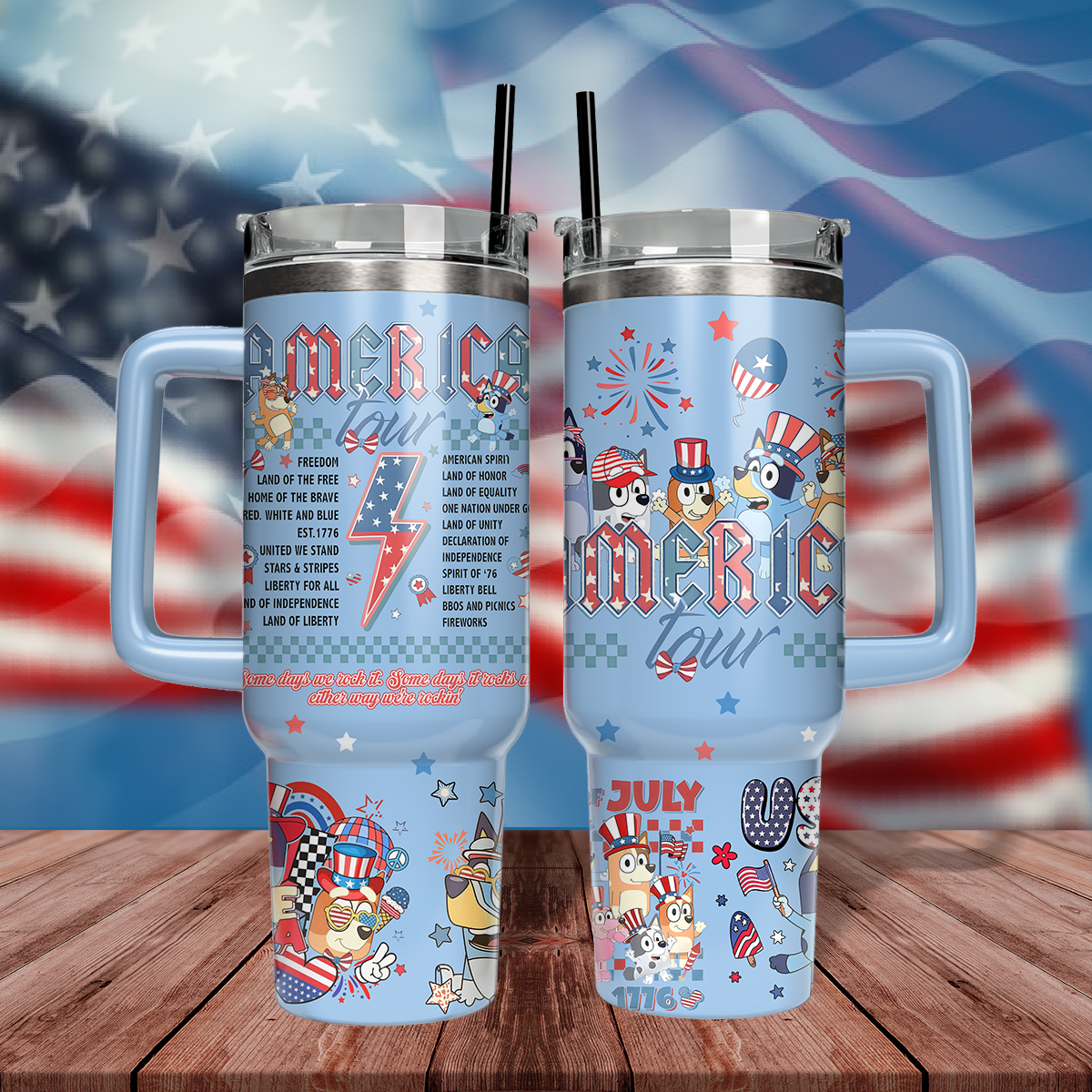 Bluey Heeler Family Cartoon Custom Stanley Cup 40 oz 30 oz Tumbler With HandleTVC2301803