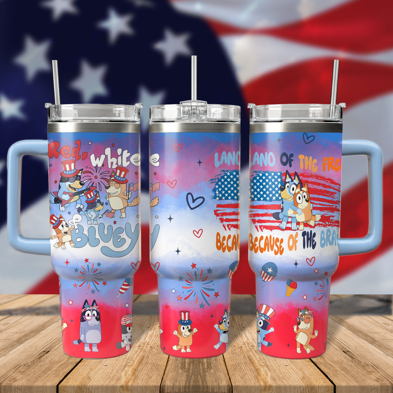 Bluey Heeler Family Cartoon Custom Stanley Cup 40 oz 30 oz Tumbler With HandleTVC2301803