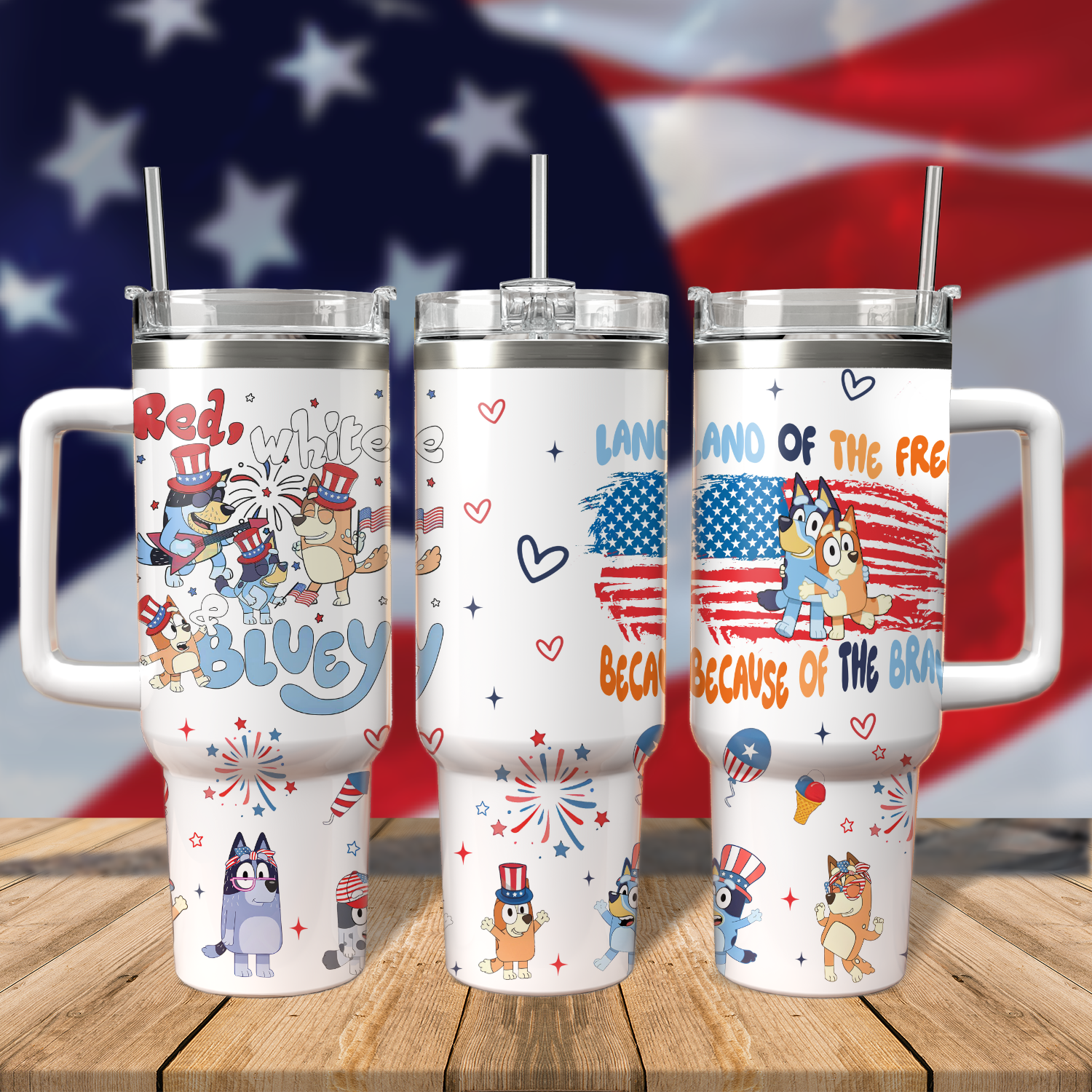 Bluey Heeler Family Cartoon Custom Stanley Cup 40 oz 30 oz Tumbler With HandleTVC2301803