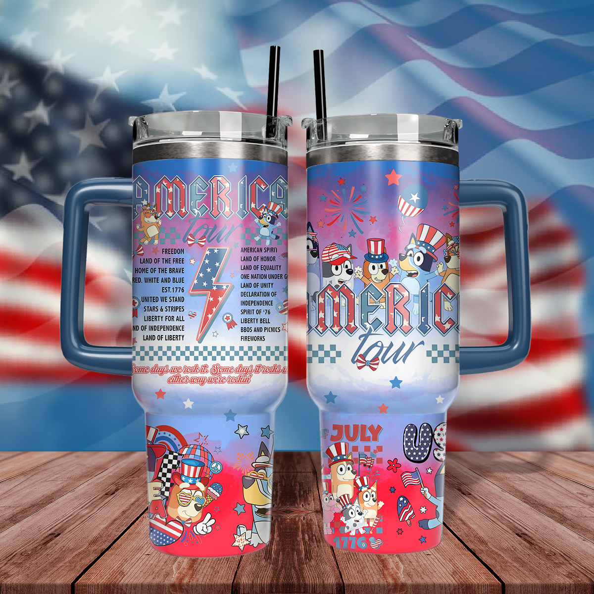 Bluey Heeler Family Cartoon Custom Stanley Cup 40 oz 30 oz Tumbler With HandleTVC2301803