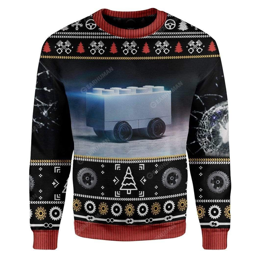 Blursed Cybertruck Ugly Christmas Sweater Adult 3D Funny Matching for family