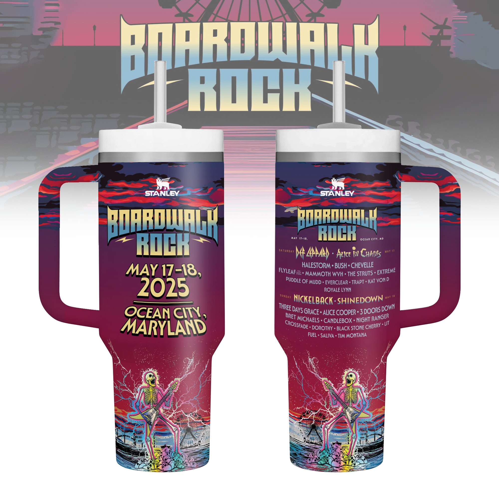 Boardwalk Rock Music Custom Stanley Cup 40 oz 30 oz Tumbler With HandleTVC2301181