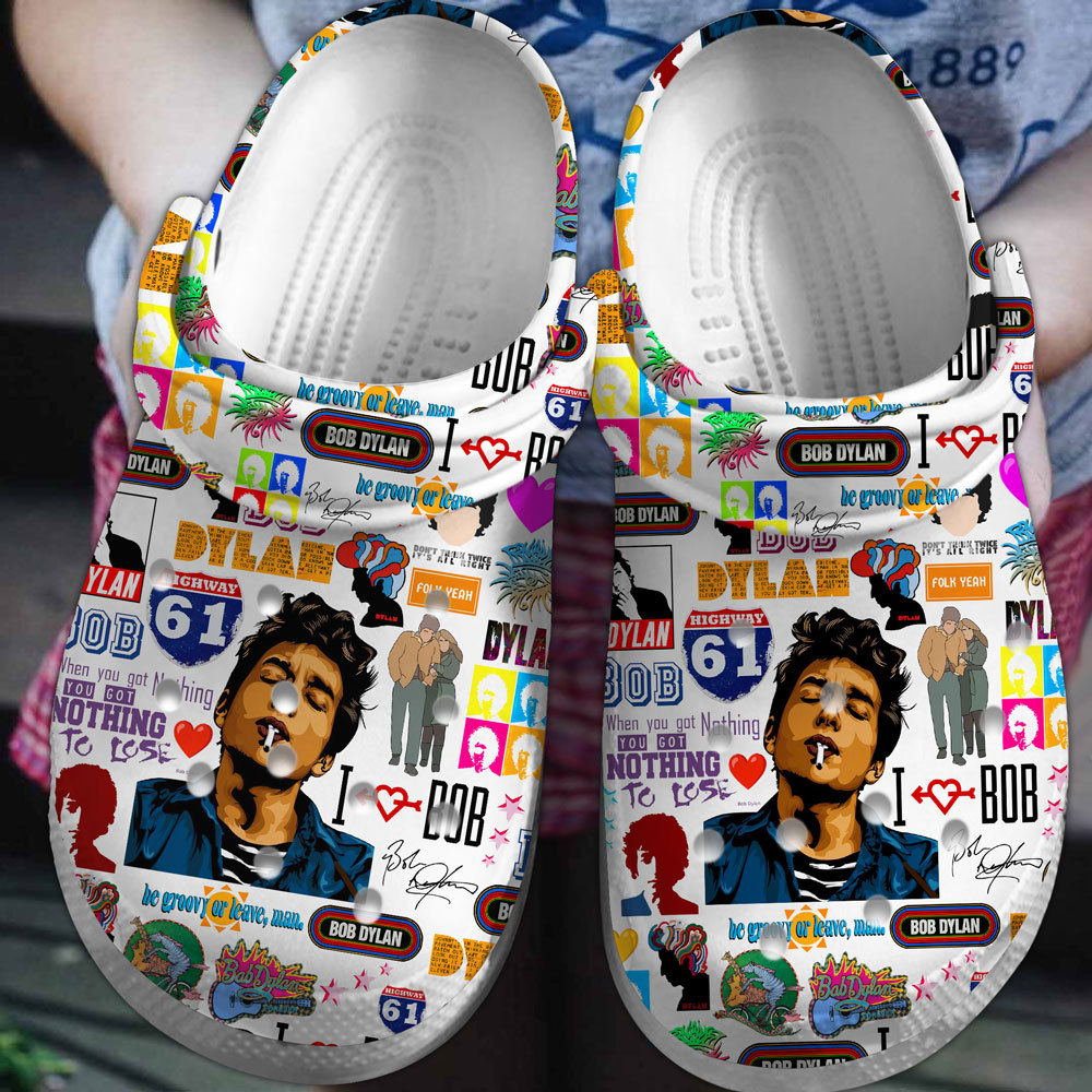 Bob Dylan Singer Music Crocs Crocband Clogs Shoes Comfortable For Men Women and Kids