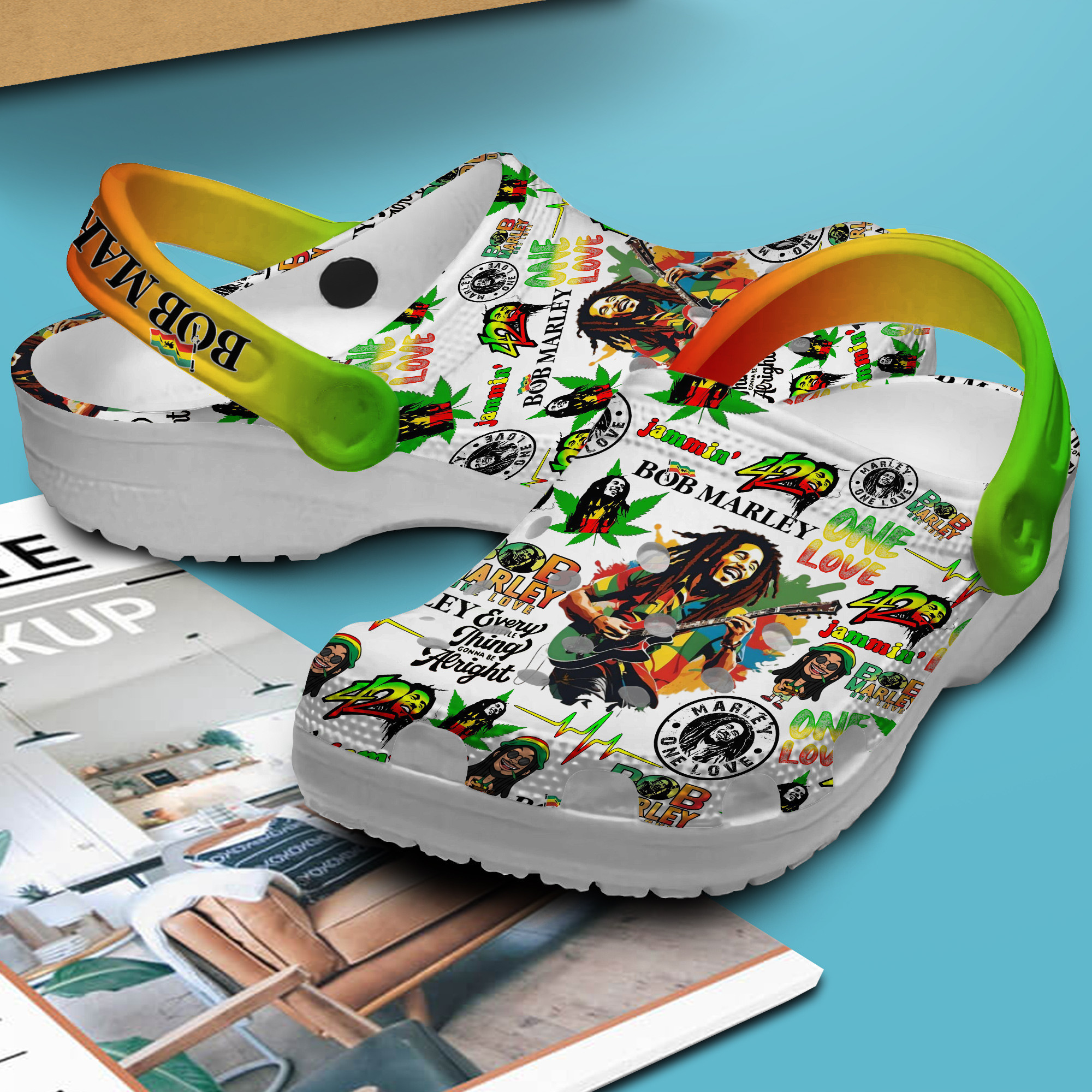 Bob Marley Music Crocs Crocband Clogs Shoes Comfortable For Men Women and Kids - Image 3