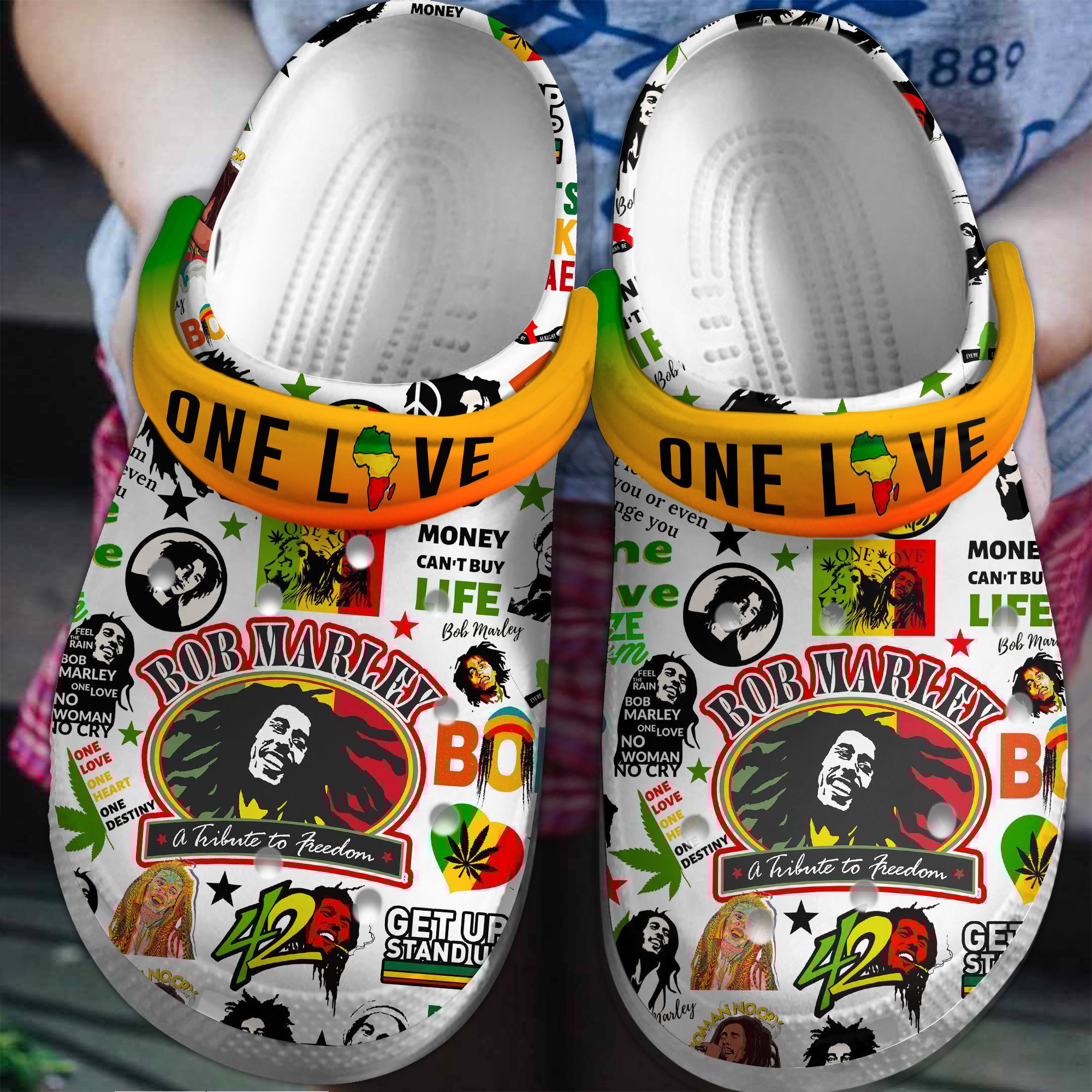 Bob Marley Music Crocs Crocband Clogs Shoes Comfortable For Men Women and Kids
