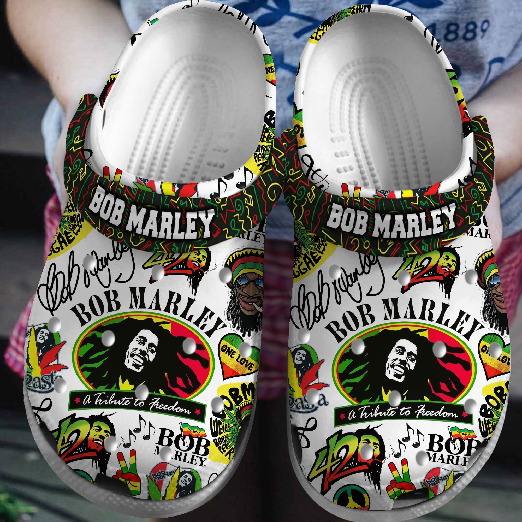 Bob Marley Music Crocs Crocband Clogs Shoes Comfortable For Men Women and Kids