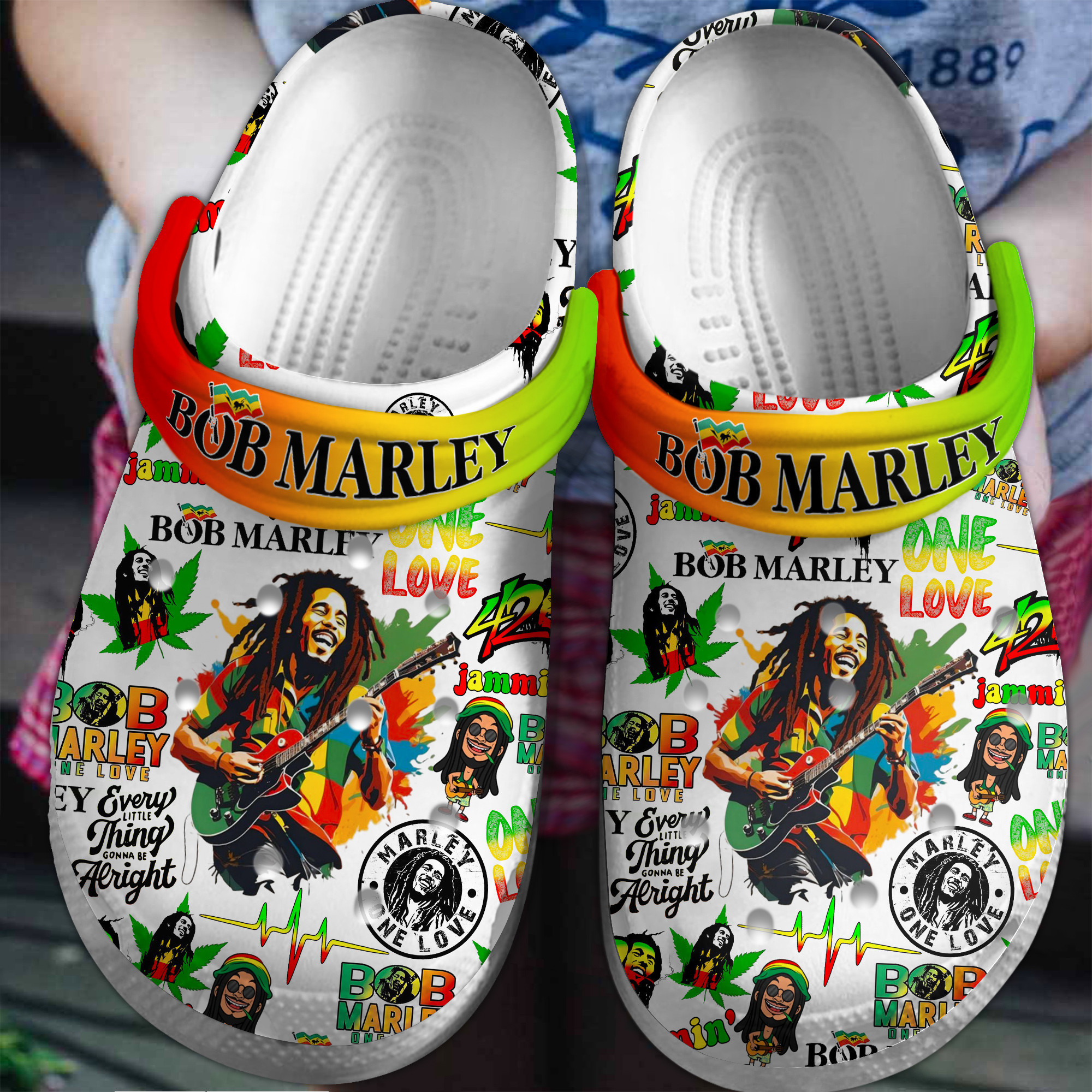 Bob Marley Music Crocs Crocband Clogs Shoes Comfortable For Men Women and Kids