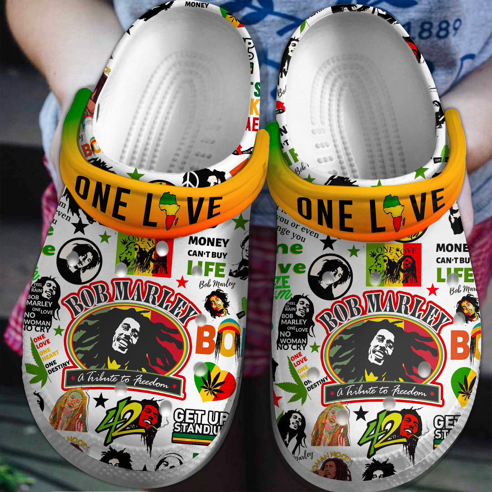 Bob Marley Music Crocs Crocband Clogs Shoes Comfortable For Men Women and Kids