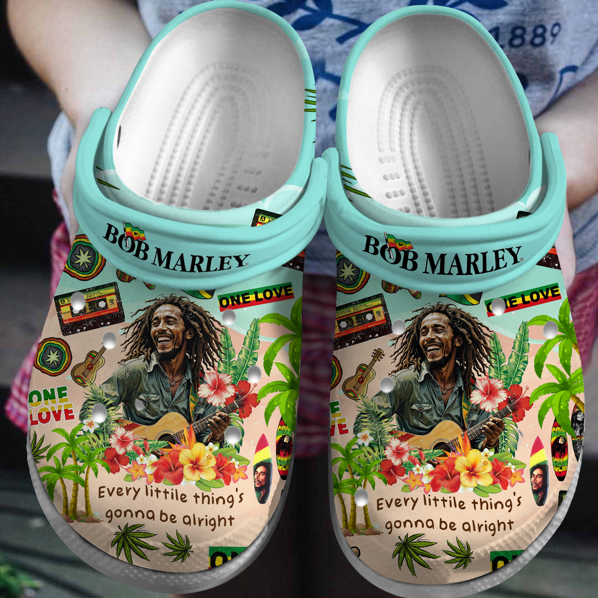 Bob Marley Music Crocs Crocband Clogs Shoes Comfortable For Men Women and Kids