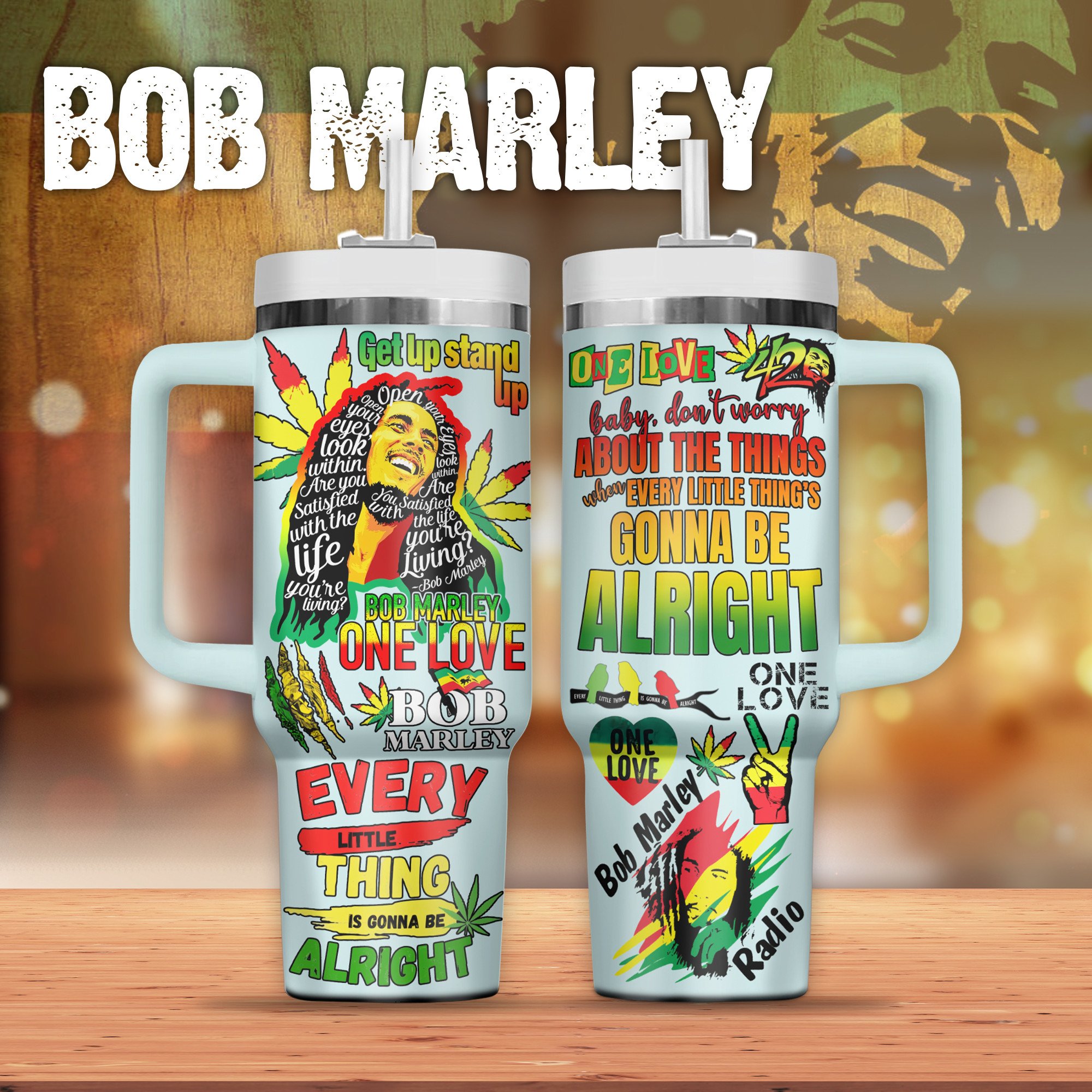 Bob Marley Music Custom Stanley Cup 40 oz 30 oz Tumbler With HandleTVC2301801