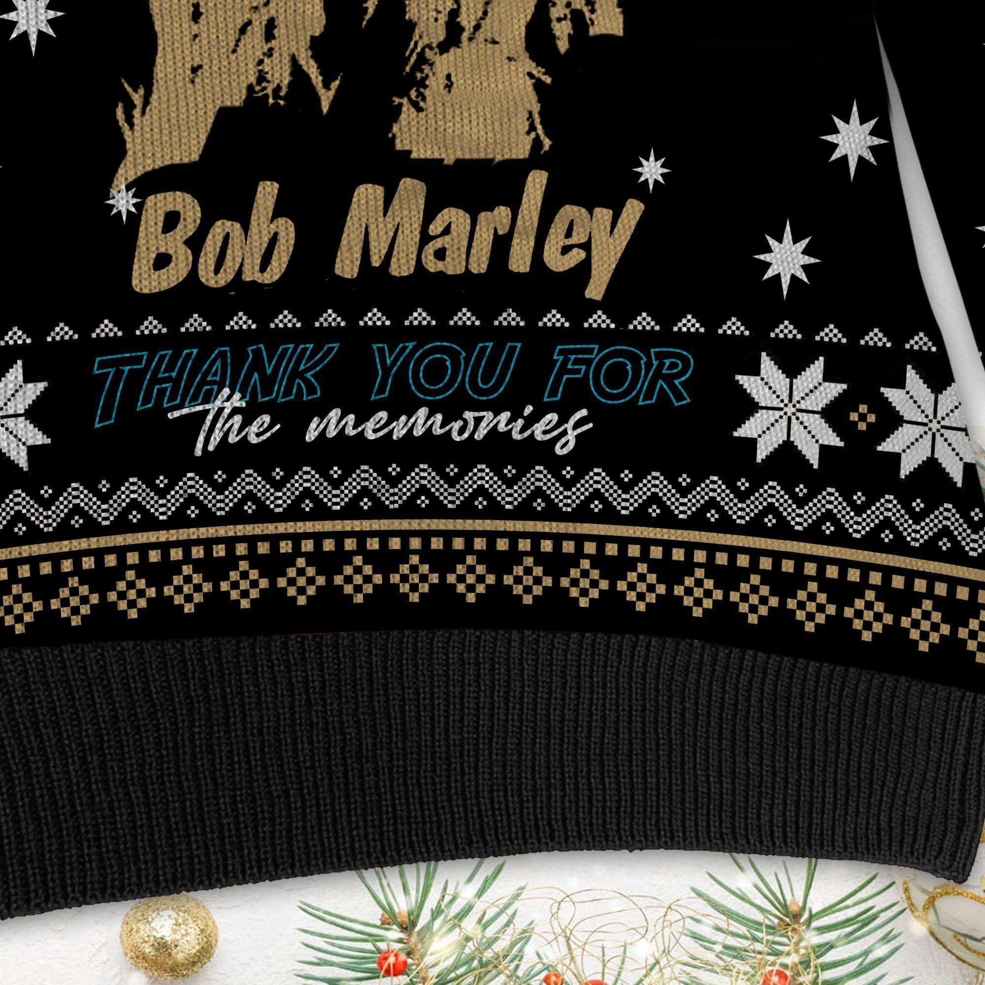 Bob Marley Thank You For The Memories Ugly Christmas Sweater Adult 3D Funny Matching for family - Image 4
