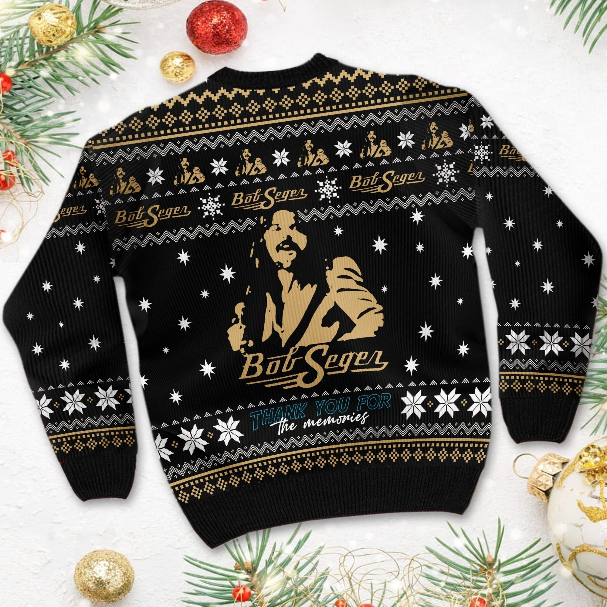 Bob Seger Thank You For The Memories Ugly Christmas Sweater Adult 3D Funny Matching for family - Image 4
