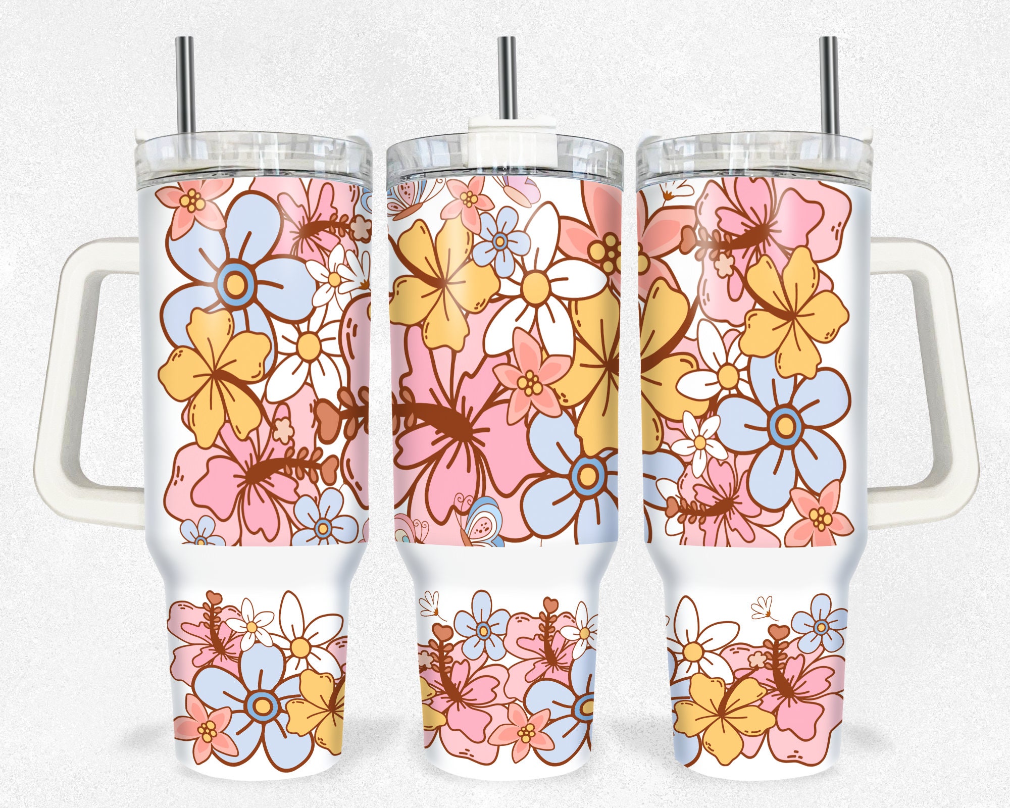 Boho Floral Custom Stanley Cup 40 oz 30 oz Tumbler With HandleTVC2301155