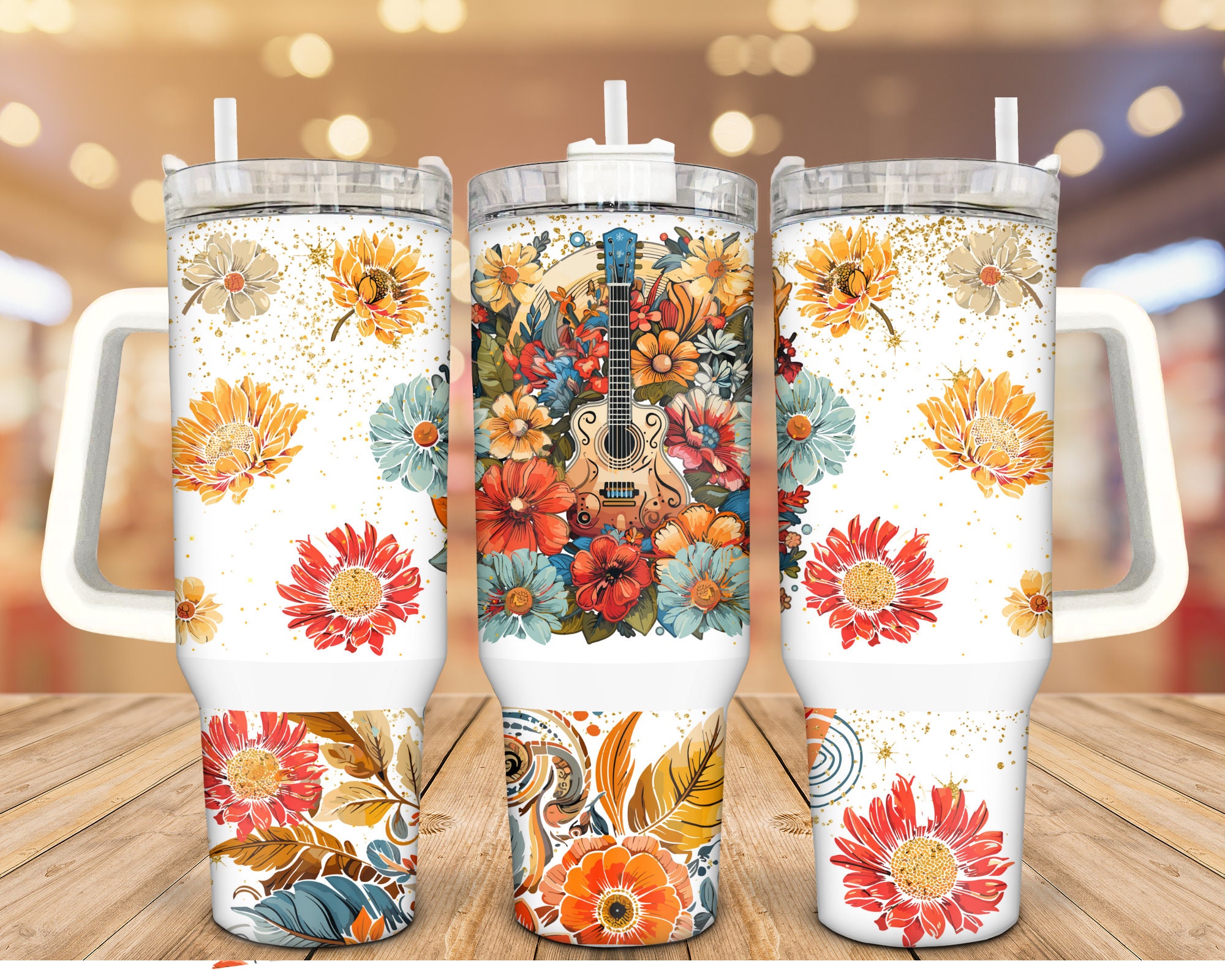 Boho Floral Music Custom Stanley Cup 40 oz 30 oz Tumbler With HandleTVC2301939