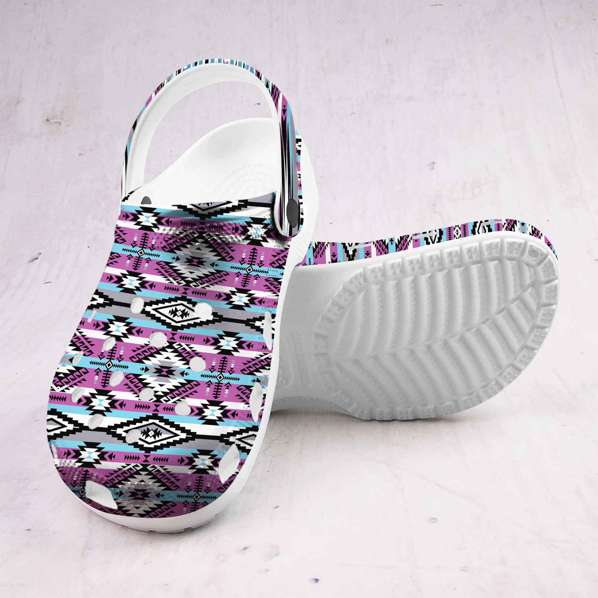 Boho Pink Aztec Crocs Crocband Clogs Shoes Comfortable For Men Women and Kids - Image 5