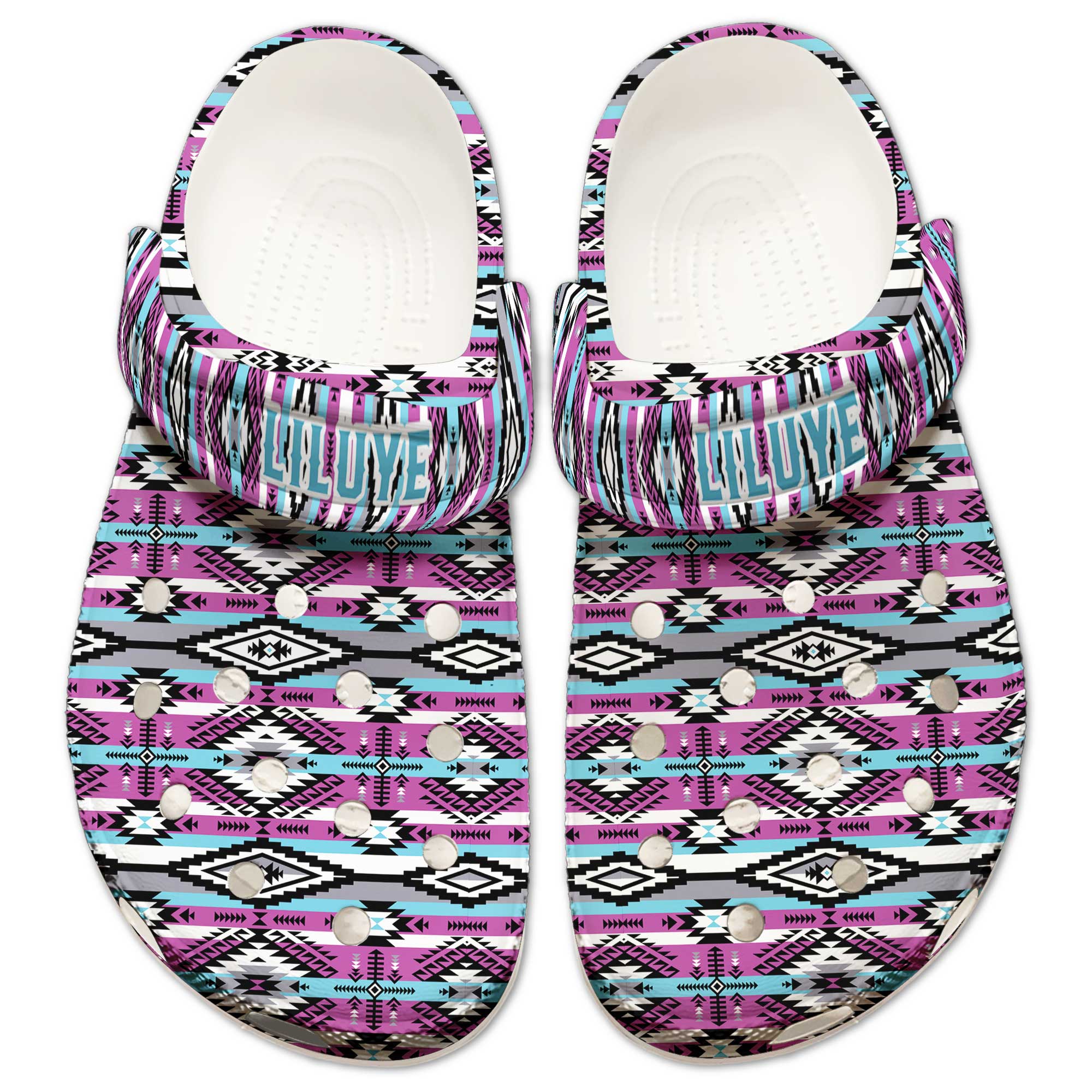 Boho Pink Aztec Crocs Crocband Clogs Shoes Comfortable For Men Women and Kids - Image 2