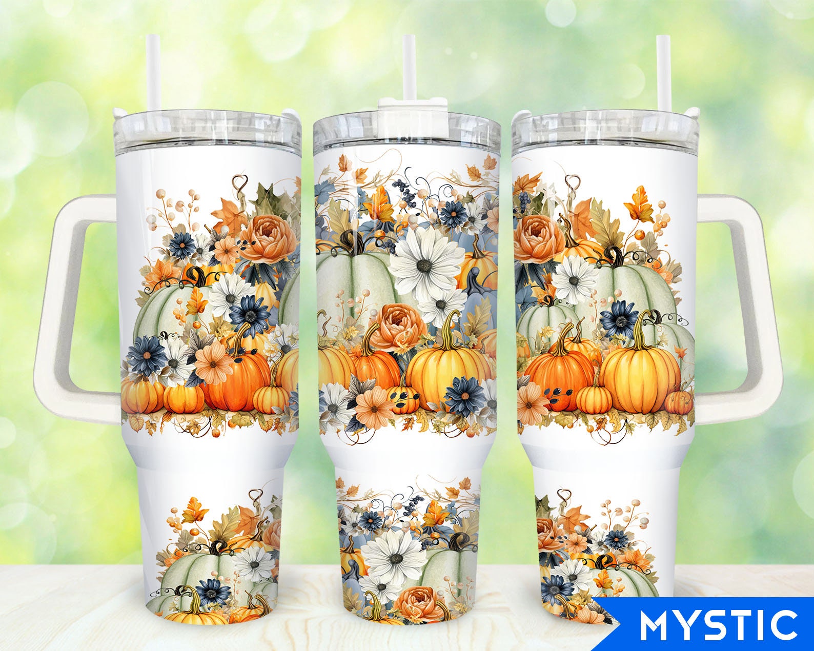 Boho Pumpkins Fall Flowers Custom Stanley Cup 40 oz 30 oz Tumbler With HandleTVC2301916