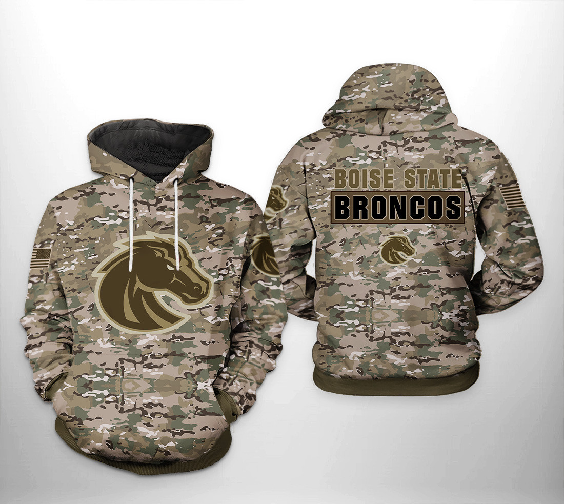 Boise State Broncos NCAA Camo Veteran 3D All Over Print Hoodie, Zip Hoodie
