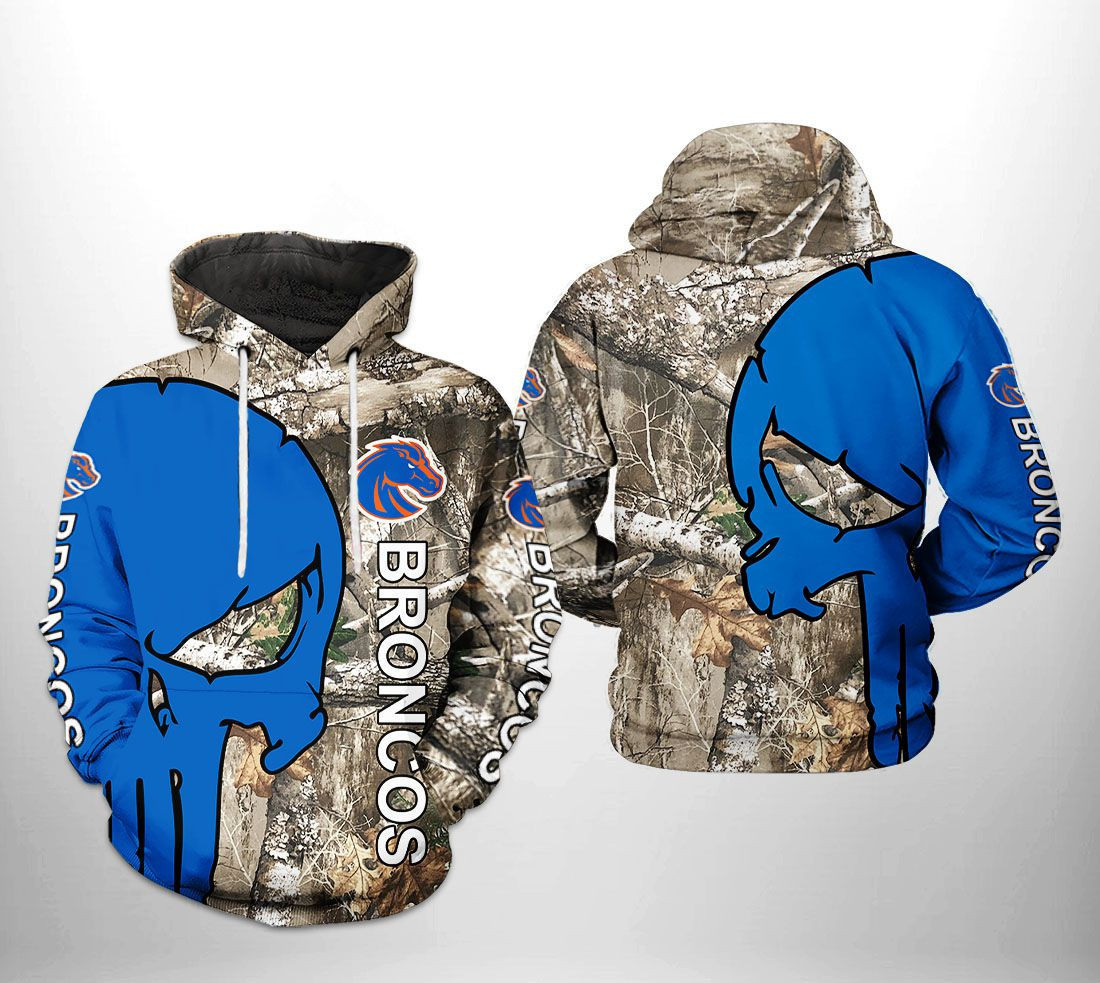 Boise State Broncos NCAA Camo Veteran Hunting 3D All Over Print Hoodie, Zip Hoodie