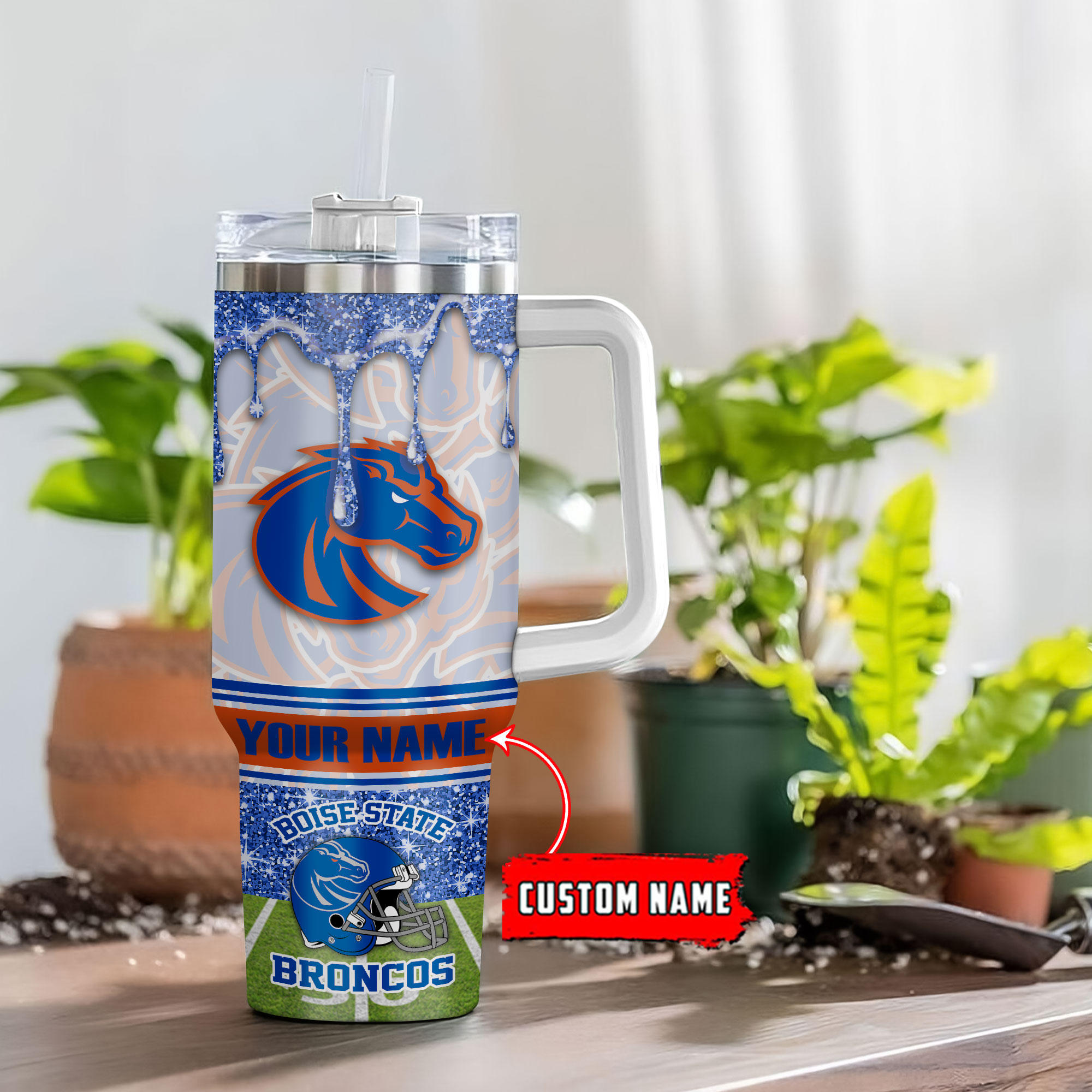 Boise State Broncos NCAA Glitter Custom Stanley Cup 40 oz 30 oz Tumbler With HandleTVC230116