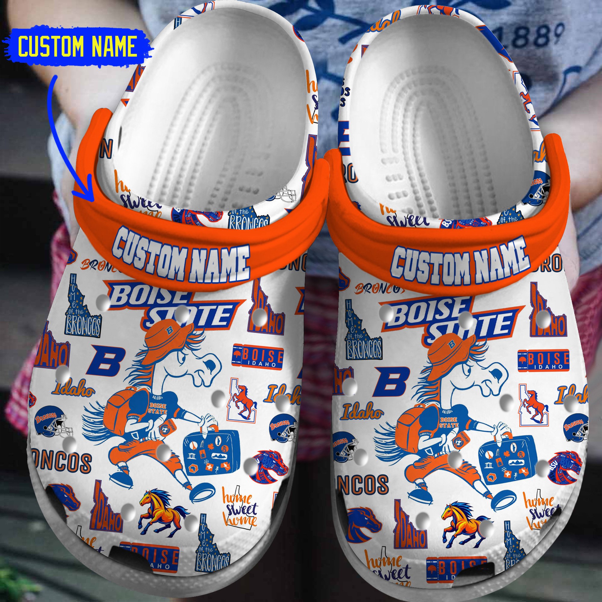 Boise State Broncos NCAA Sport Crocs Crocband Clogs Shoes Comfortable For Men Women and Kids
