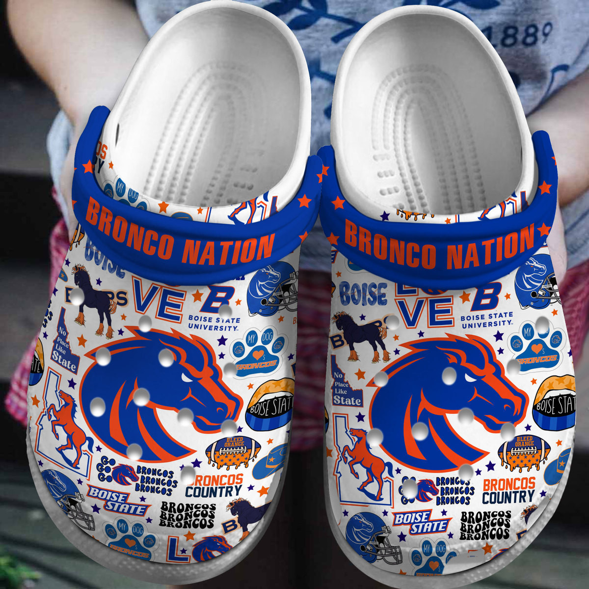 Boise State Broncos NCAA Sport Crocs Crocband Clogs Shoes Comfortable For Men Women and Kids