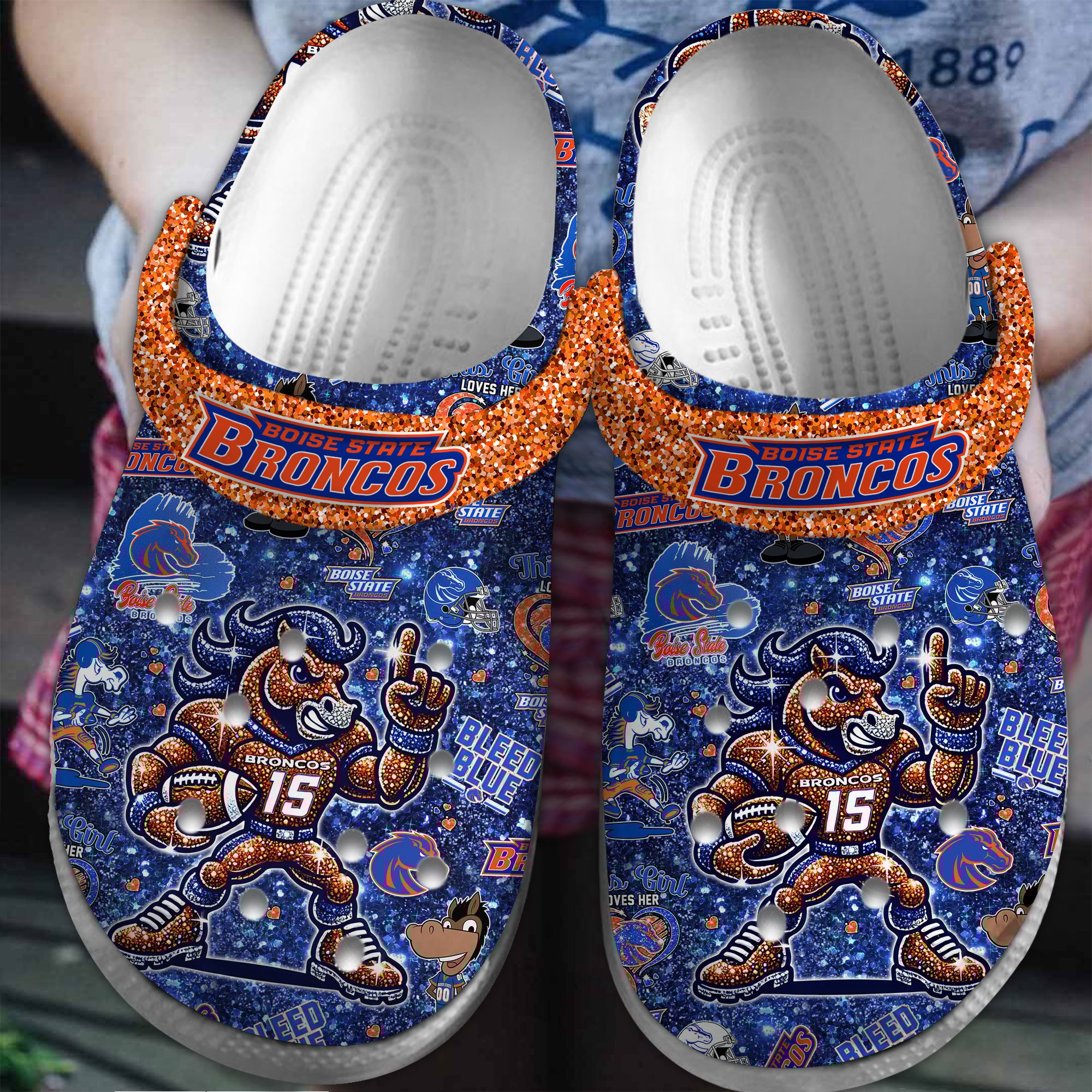 Boise State Broncos NCAA Sport Crocs Crocband Clogs Shoes Comfortable For Men Women and Kids