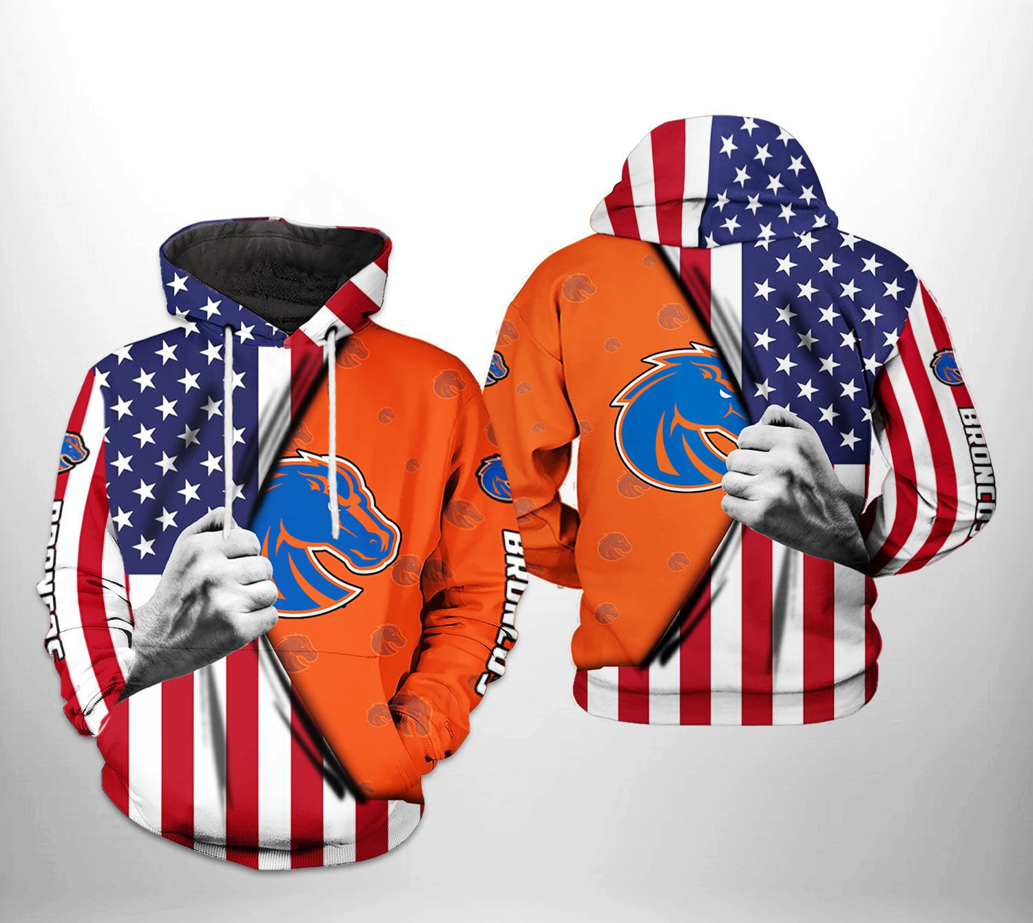 Boise State Broncos NCAA US FLag 3D All Over Print Hoodie, Zip Hoodie