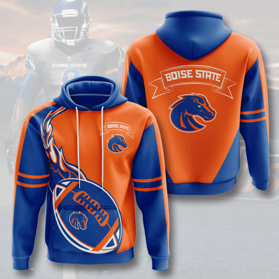 Boise State Broncos Orange Blue 3D All Over Print Hoodie, Zip Hoodie