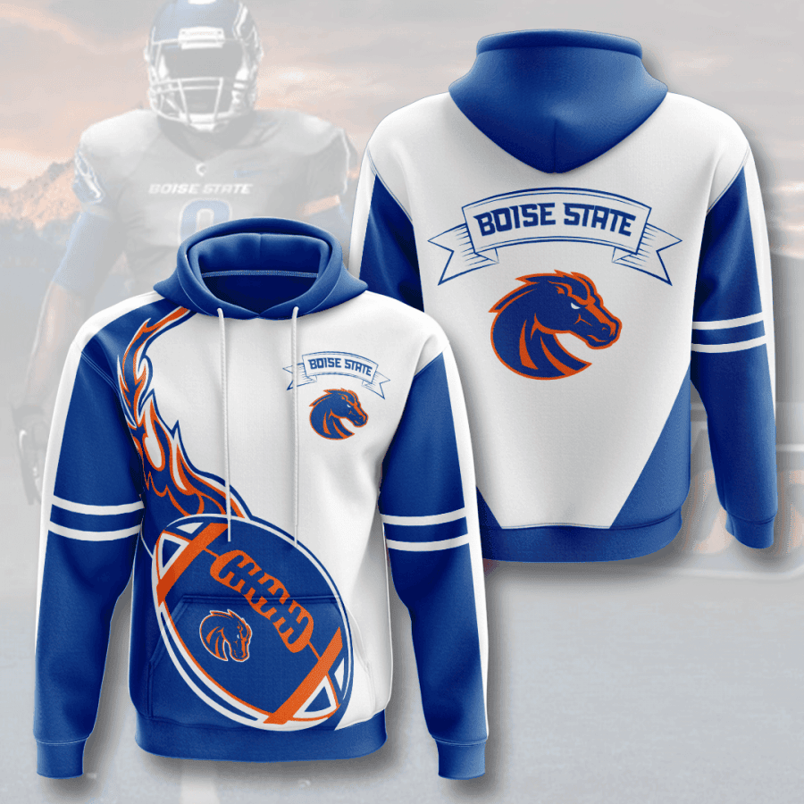Boise State Broncos White Blue 3D All Over Print Hoodie, Zip Hoodie