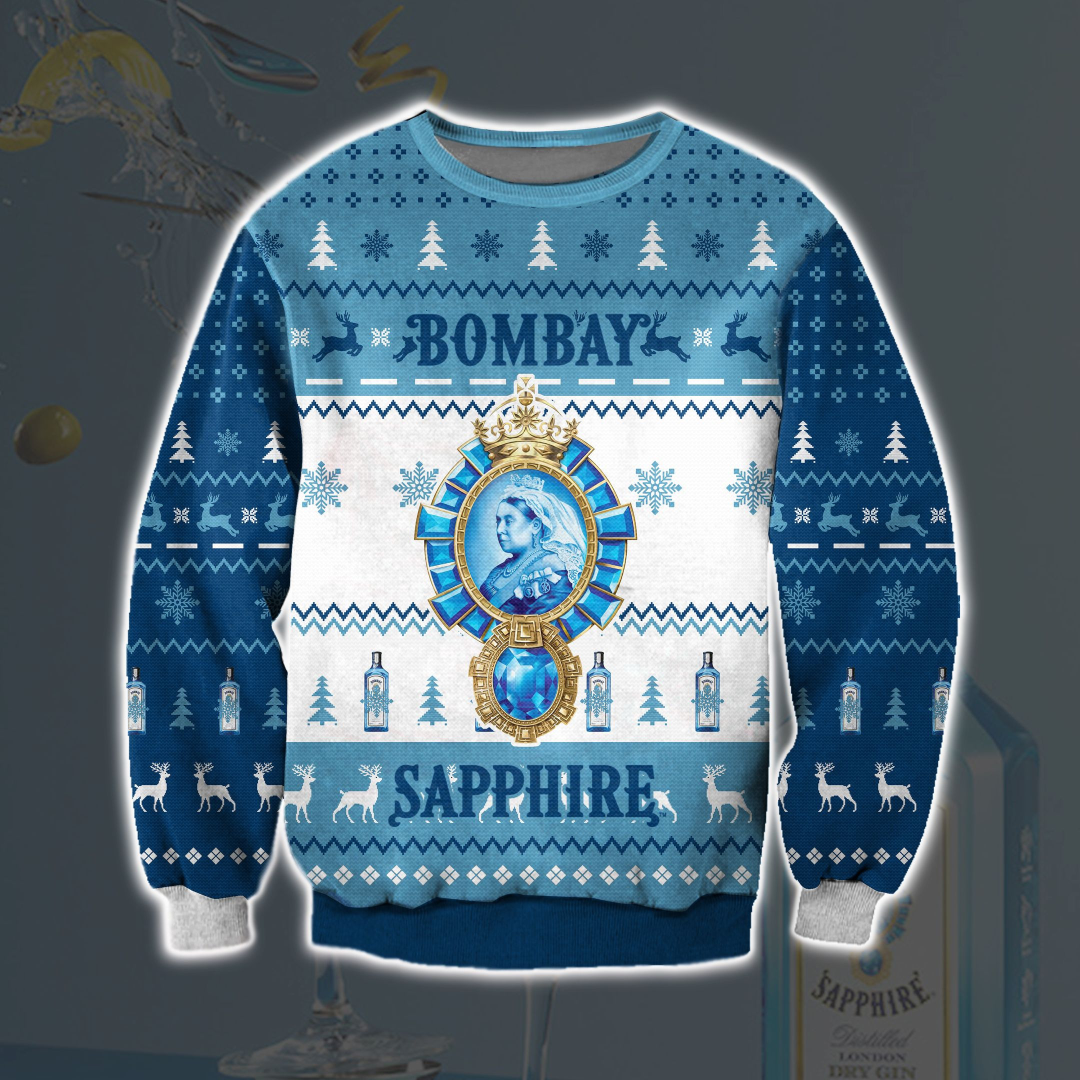 Bombay Sapphire Knitting Pattern 3D Print Ugly Christmas Sweater Adult 3D Funny Matching for family