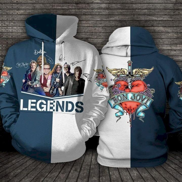 Bon Jovi Legend Signed 3D All Over Print Hoodie, Zip Hoodie
